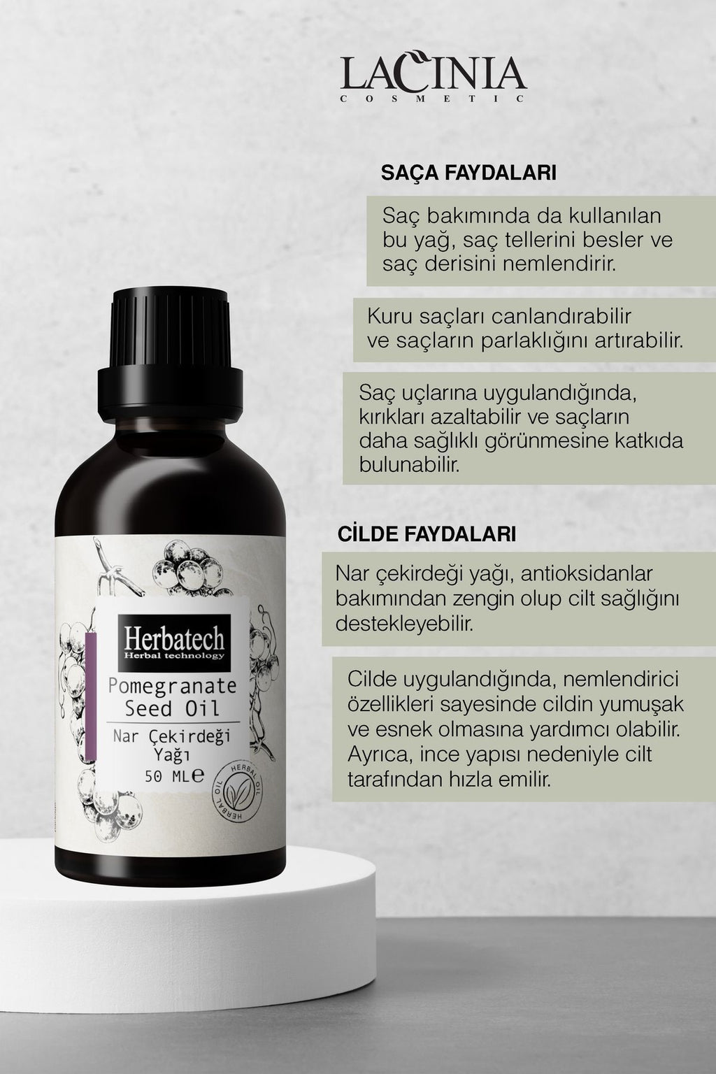 Doğal Nar Çekirdeği Yağı - Yaşlanma Karşıtı Kırışıklık Ve Cilt Bakım Yağı 50 ml
