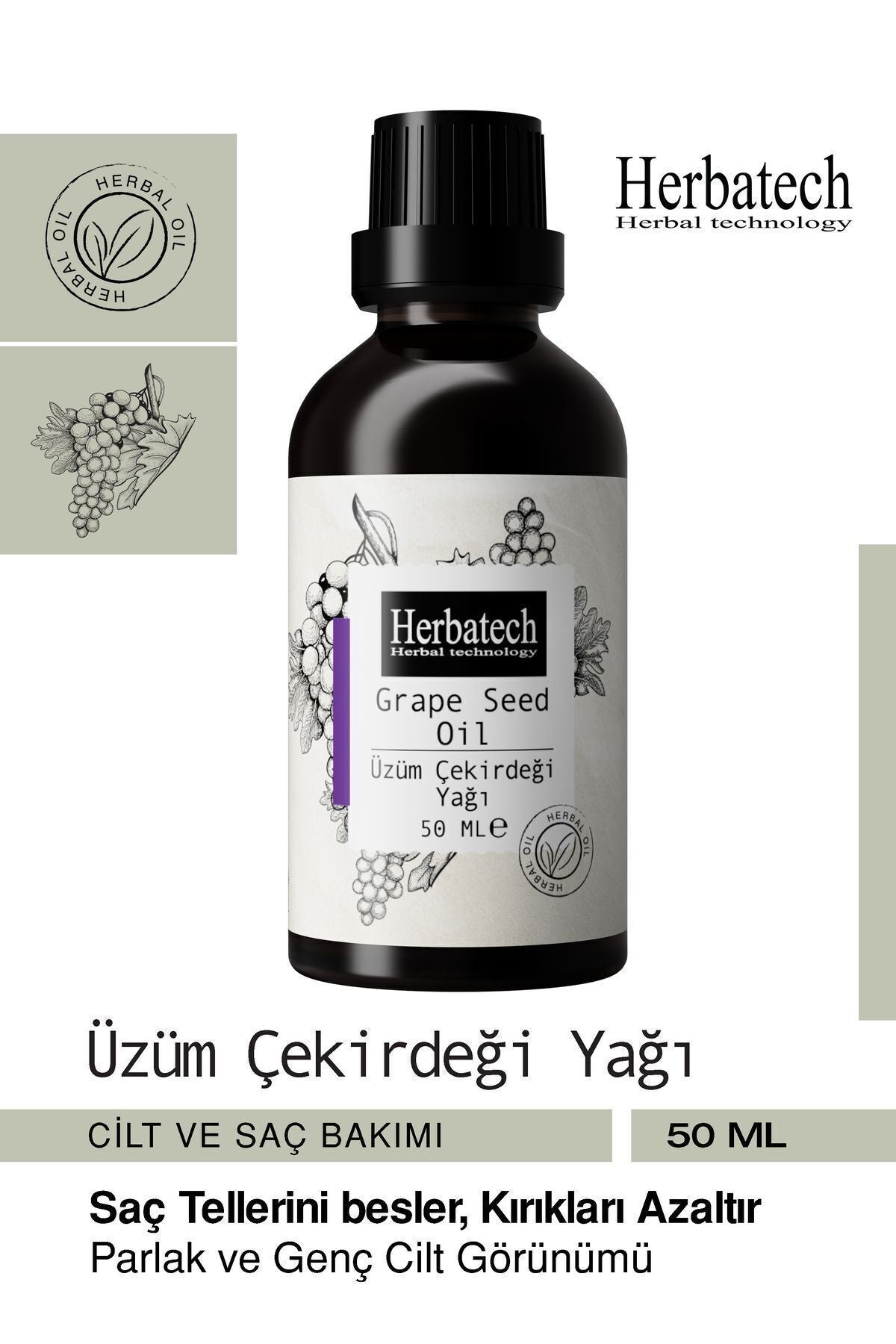 Doğal Üzüm Çekirdeği Yağı - Sıkılaştırıcı Göz Çevresi Ve Cilt Bakım Yağı 50 ml