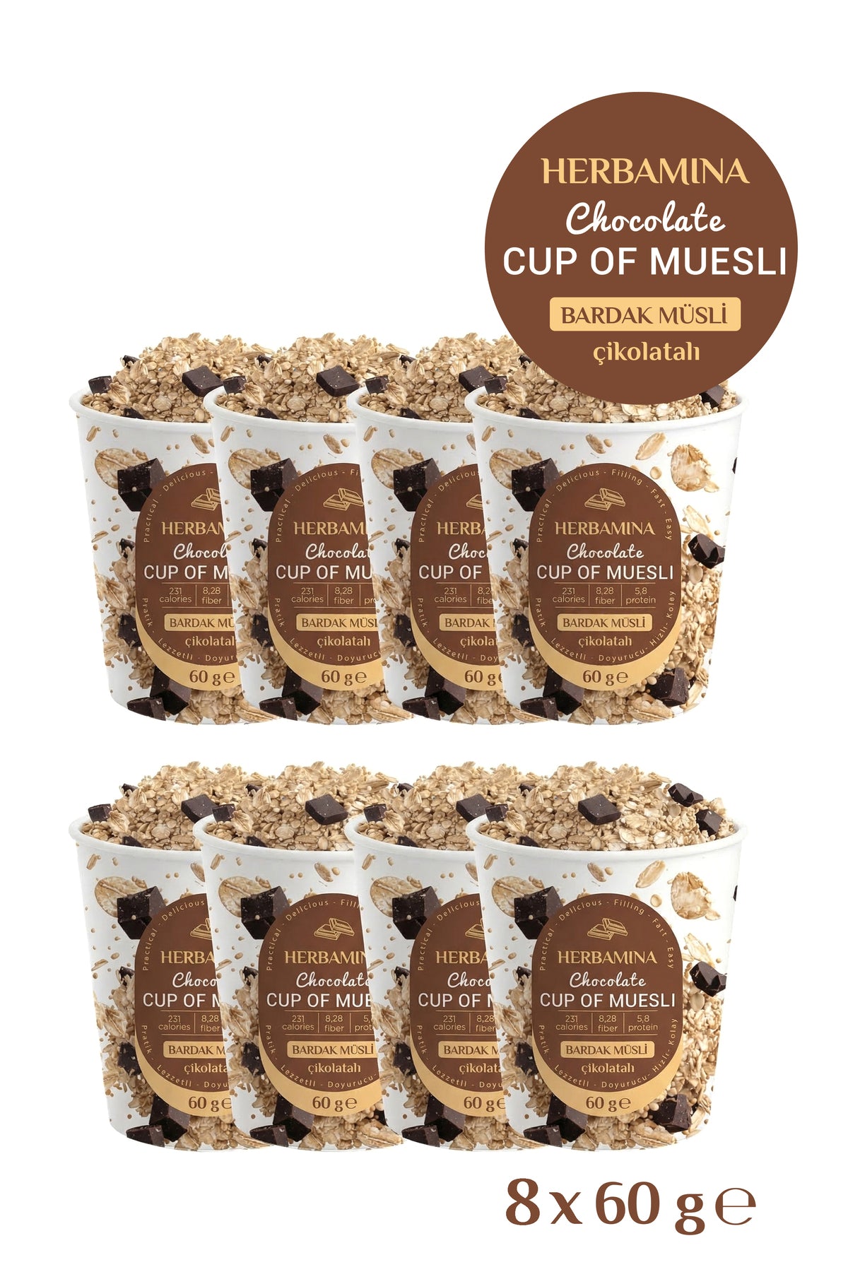8'li Bardak Müsli Çikolatalı