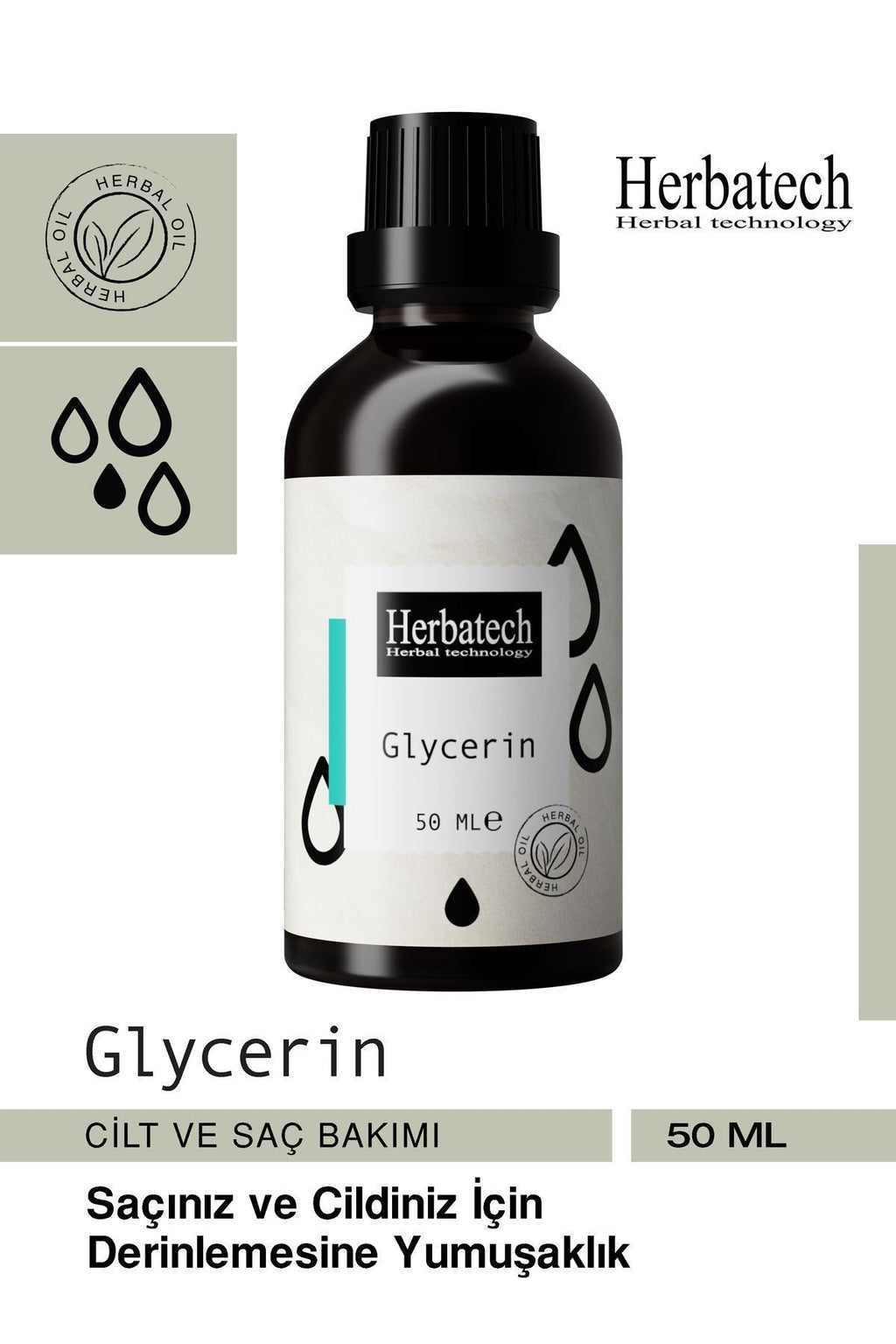 Saf Gliserin Yağı - Yoğun Nemlendirici Kuru Saç Ve Cilt Bakım Yağı 50 ml