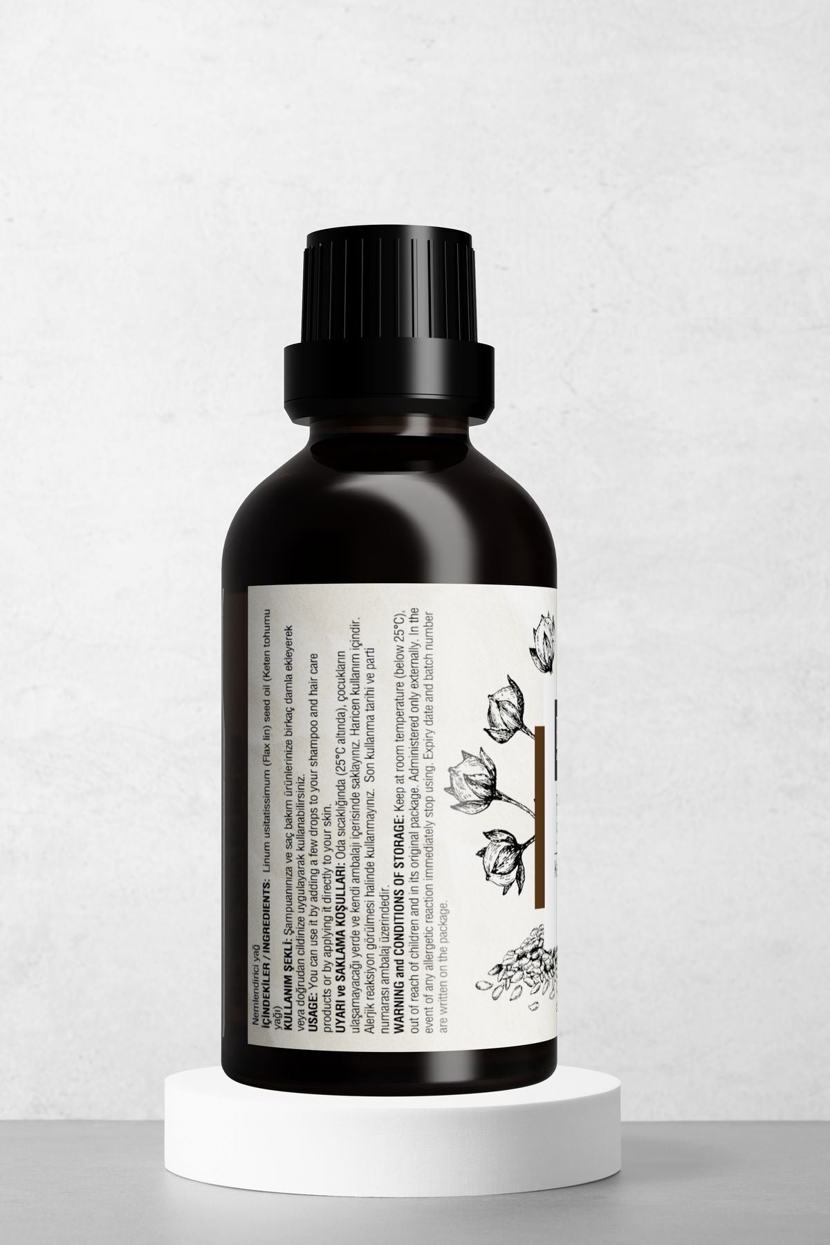 Doğal Keten Tohumu Yağı - Yaşlanma Karşıtı Cilt Ve Saç Bakım Yağı 50 ml