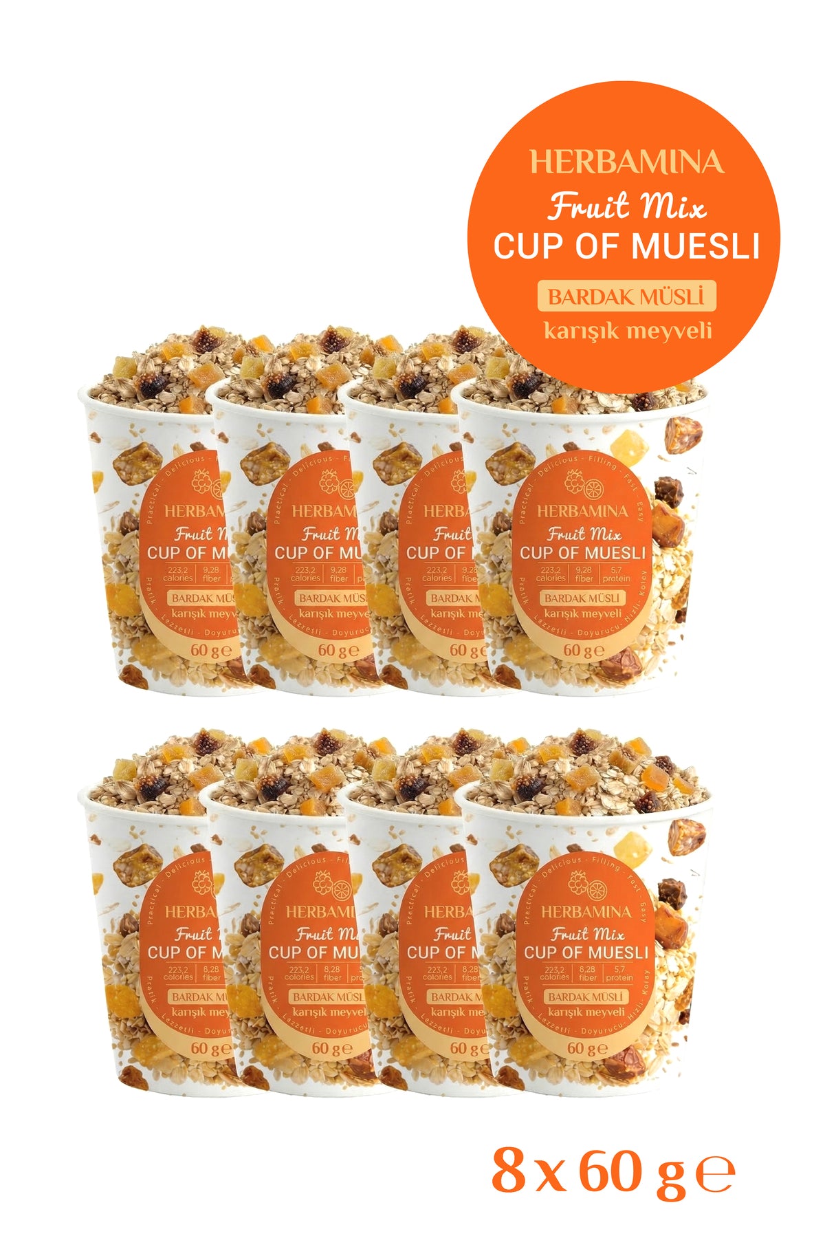 8'li Bardak Müsli Karışık Meyveli