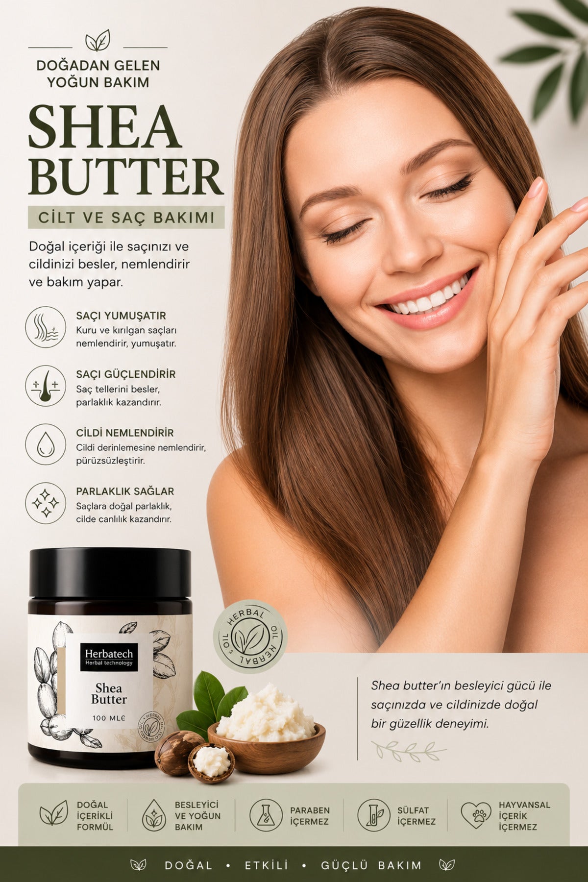 Doğal Shea Butter Yağı - Yoğun Nemlendirici Cilt Ve Saç Bakım Yağı 100 ml