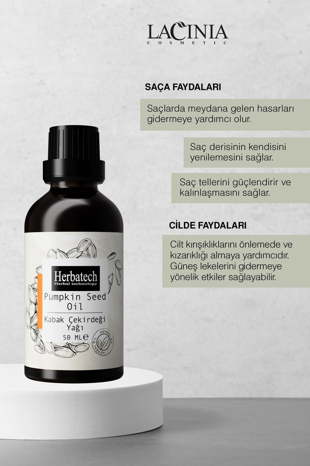 Doğal Kabak Çekirdeği Yağı - Dökülme Karşıtı Saç Ve Cilt Bakım Yağı 50 ml