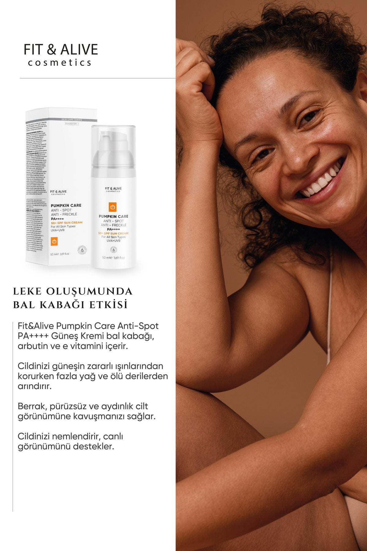 Fitalive Lekeli Ciltlere Özel Aydınlatıcı Pumpkin Güneş Kremi Spf 50 (ANTİ SPOT & ANTİ FRECKLES)