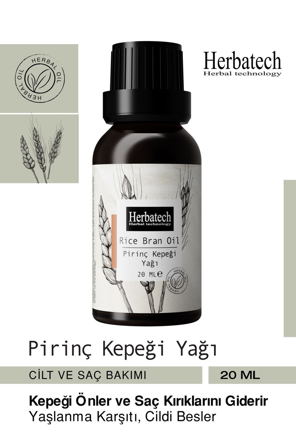Doğal Pirinç Kepeği Yağı - Leke Karşıtı Ve Cilt Aydınlatıcı Bakım Yağı 20 ml
