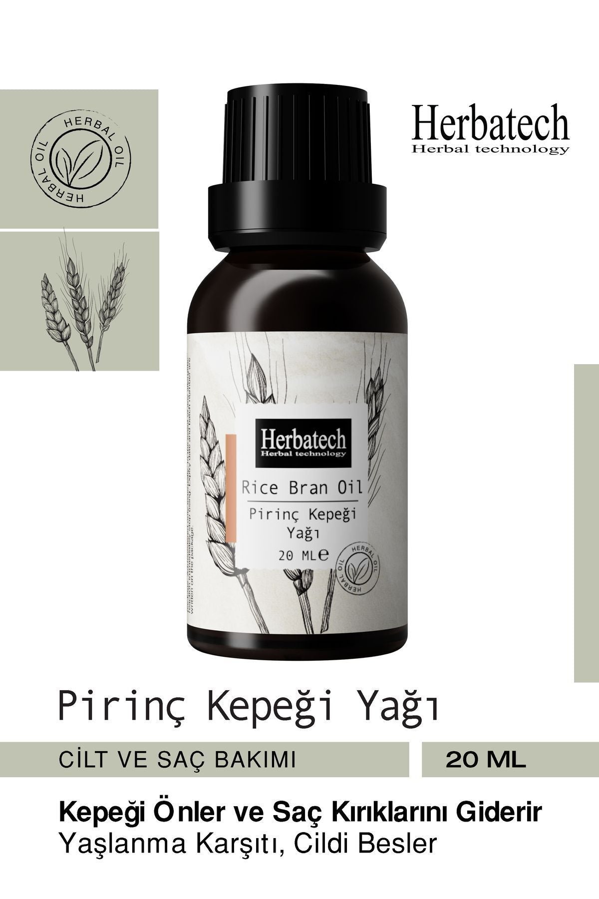 Doğal Pirinç Kepeği Yağı - Leke Karşıtı Ve Cilt Aydınlatıcı Bakım Yağı 20 ml