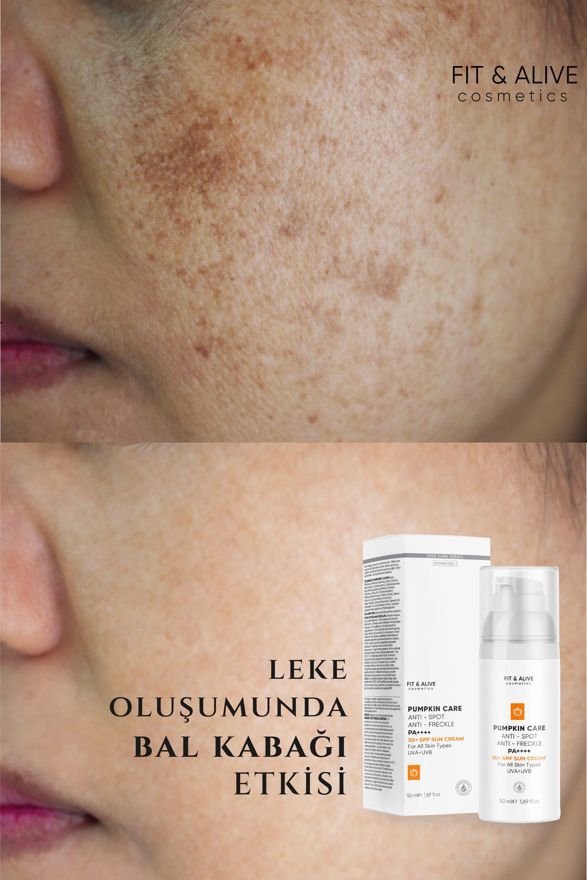 Fitalive Lekeli Ciltlere Özel Aydınlatıcı Pumpkin Güneş Kremi Spf 50 (ANTİ SPOT & ANTİ FRECKLES)