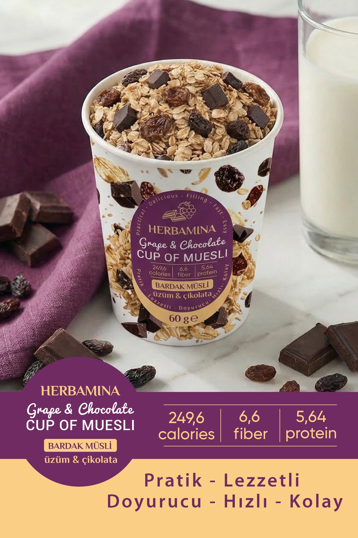 Bardak Müsli Üzüm & Çikolatalı - 60 gr