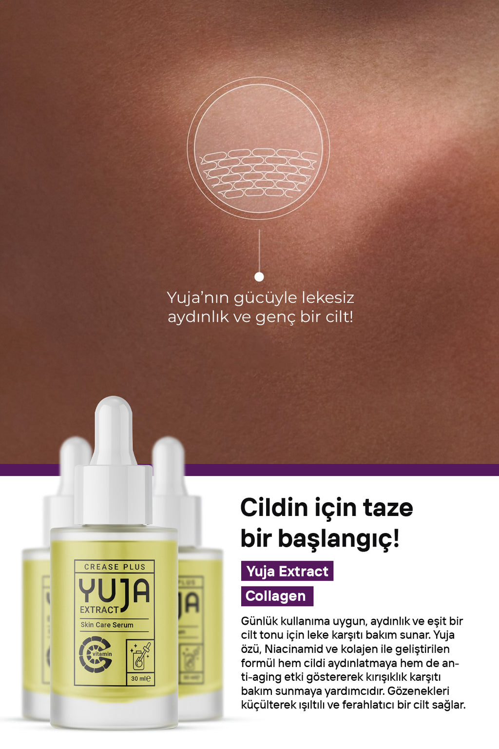 Yuja Leke Karşıtı Ve Kırışıklık Karşıtı Cilt Bakım Serumu 30 ml