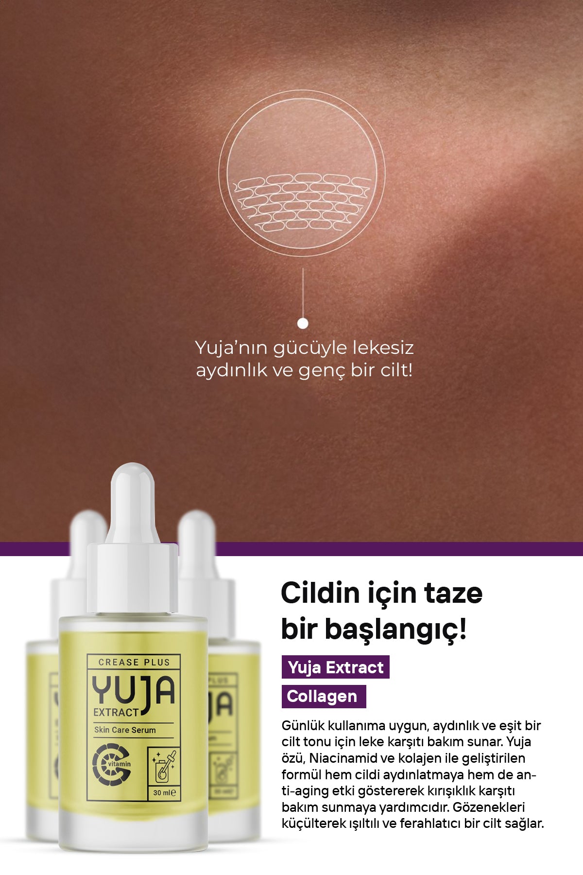 Yuja Leke Karşıtı Ve Kırışıklık Karşıtı Cilt Bakım Serumu 30 ml