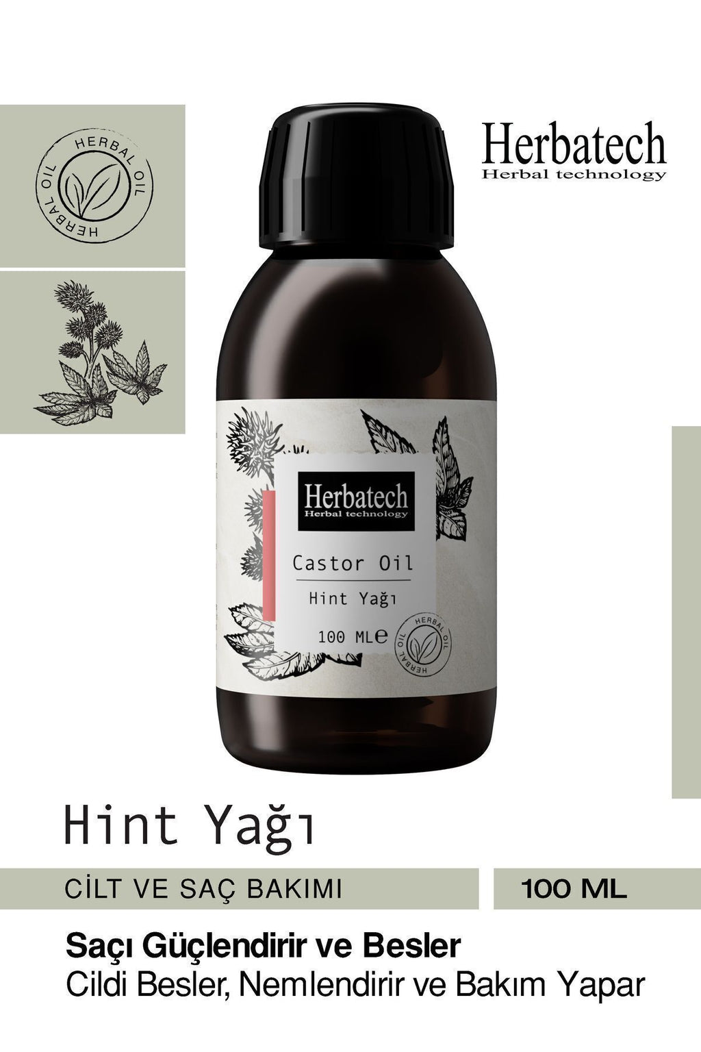 Doğal Hint Yağı - Hızlı Saç Uzatıcı, Kaş, Kirpik Saç Dökülmelerine Karşı Bakım Yağı 100 ml