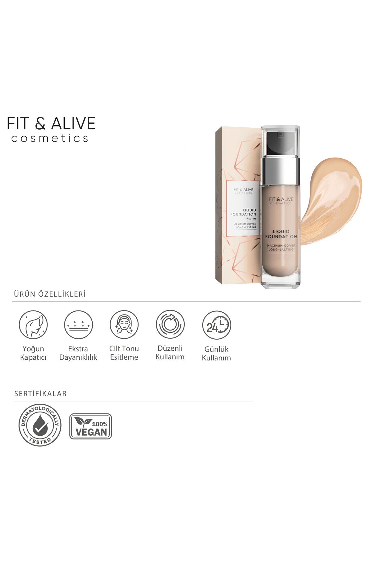 Fitalive 102 Liquid Foundation Likit Fondöten - Medium