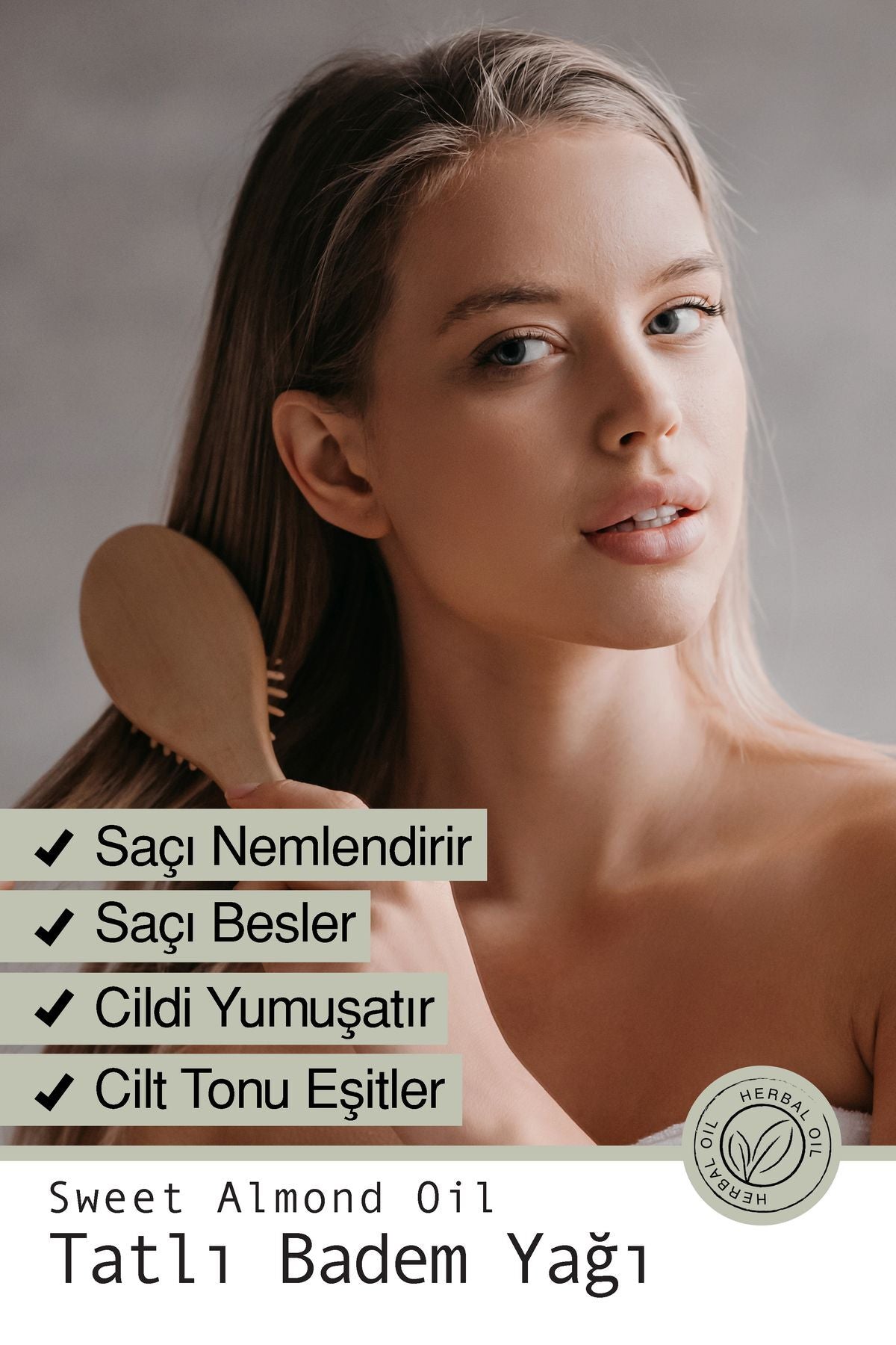 Doğal Tatlı Badem Yağı - Hızlı Saç Uzatıcı, Kaş Ve Kirpik Bakım Yağı 50 ml