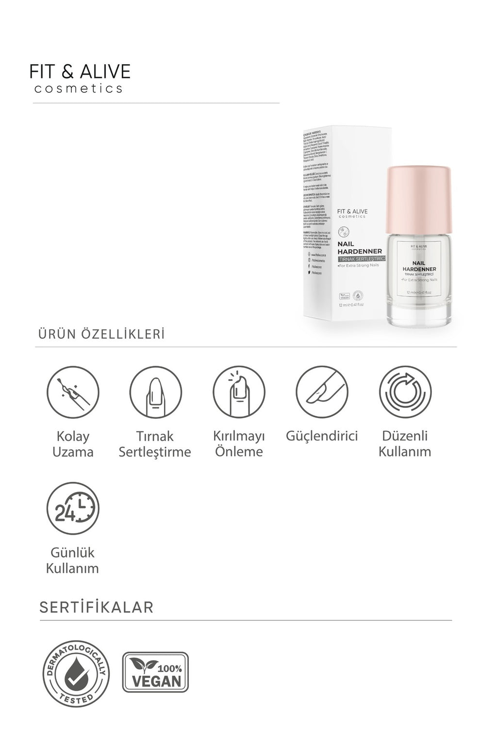 Fitalive Nail Hardener Tırnak - Opak