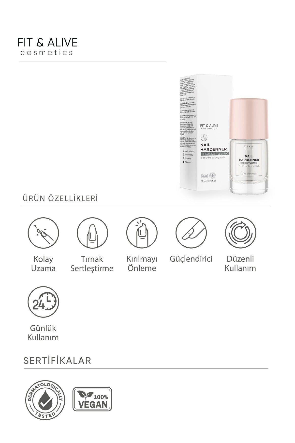 Fitalive Nail Hardener Tırnak - Opak