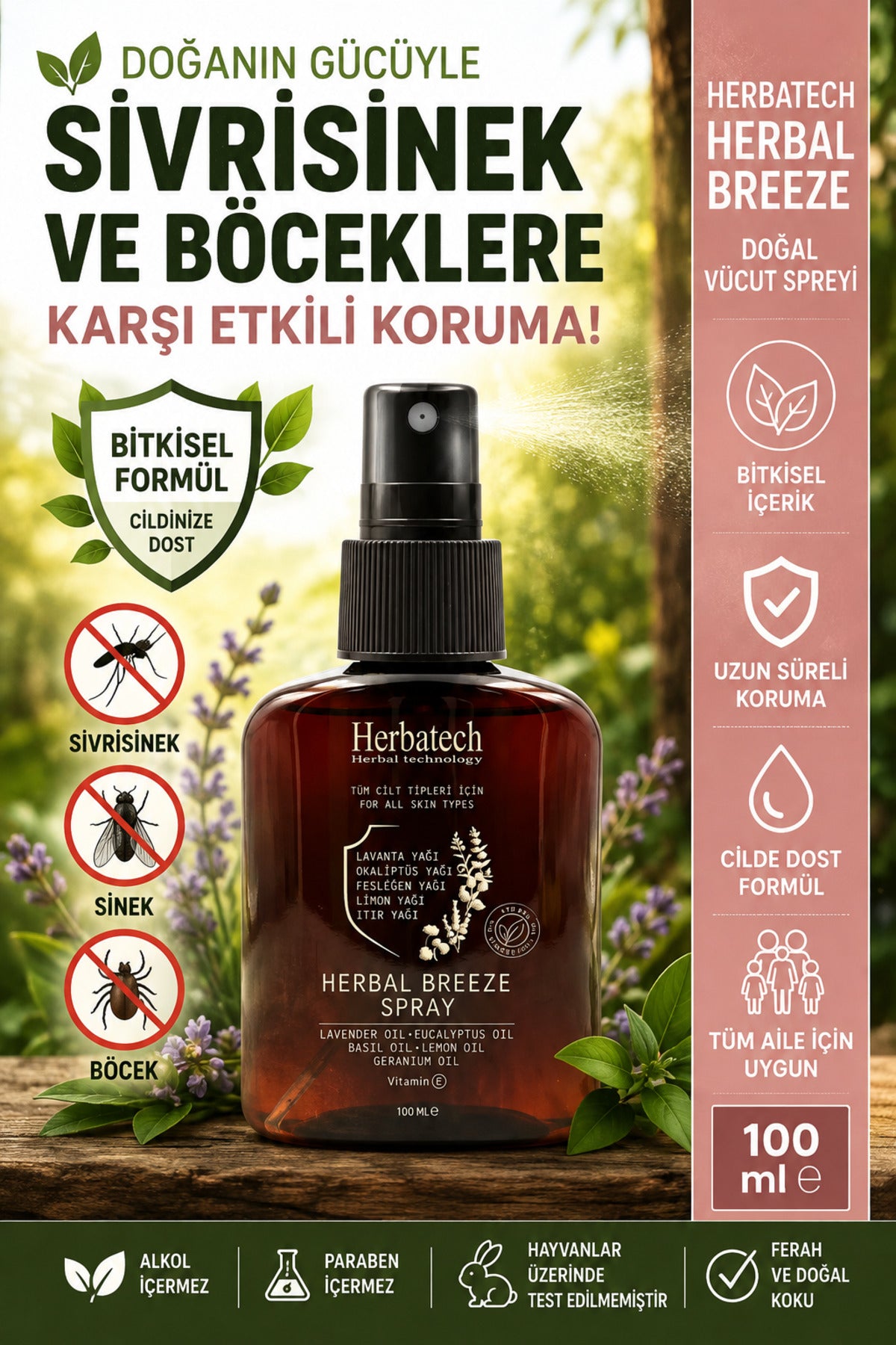 Herbal Breeze Doğal Vücut Spreyi 100 ml - E Vitaminli Bitkisel Bakım Ve Ferahlatıcı Sprey
