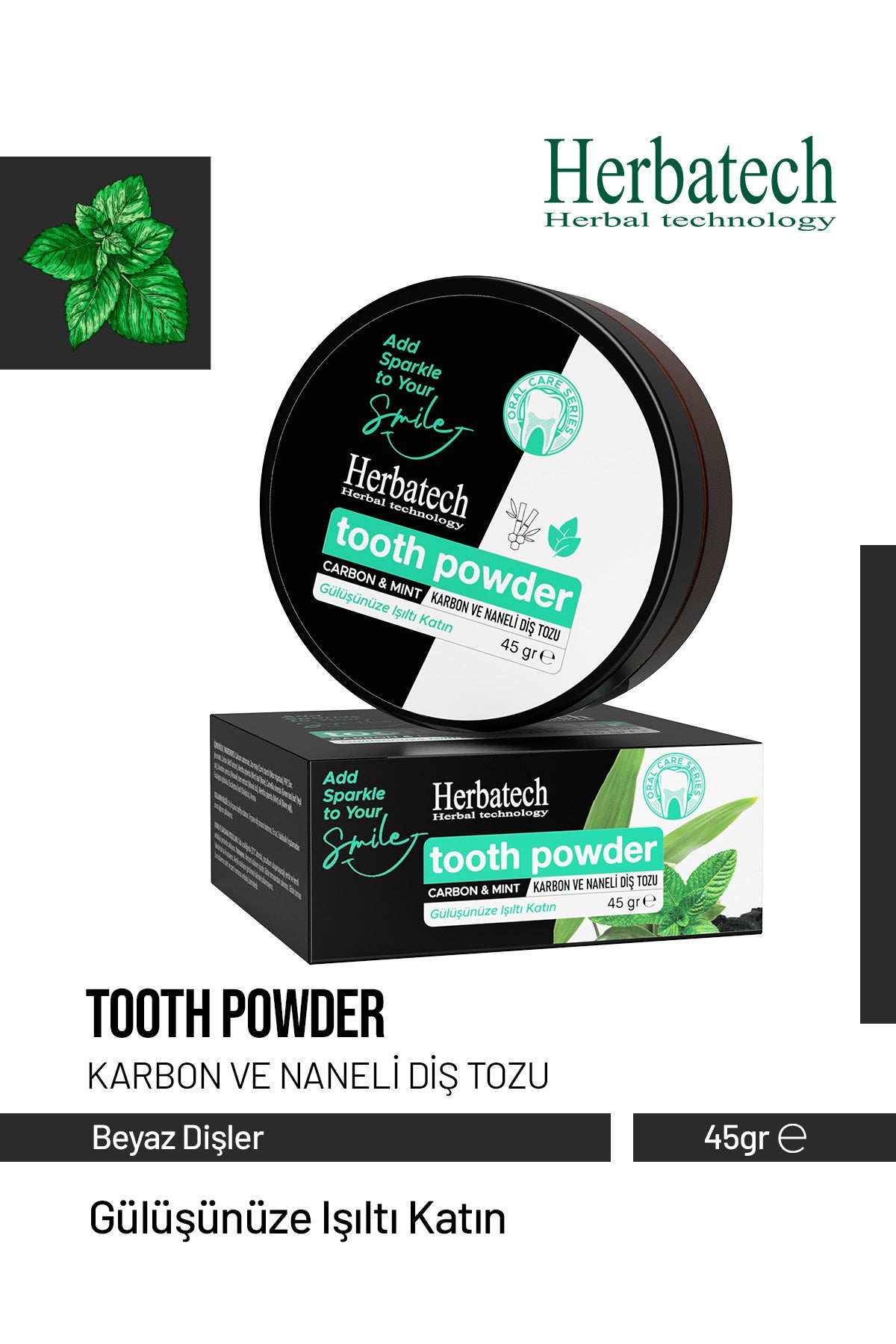 Tooth Powder Karbon Ve Naneli Diş Tozu 45gr