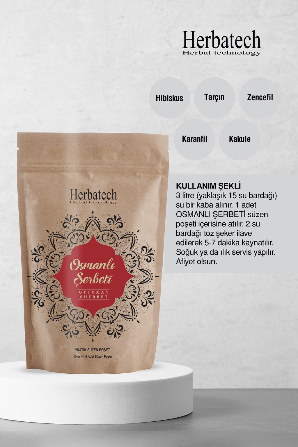 Osmanlı Şerbeti 30 gr - 5 Adet Süzen Poşet - Geleneksel Saray Lezzeti Ve Doğal Karışım