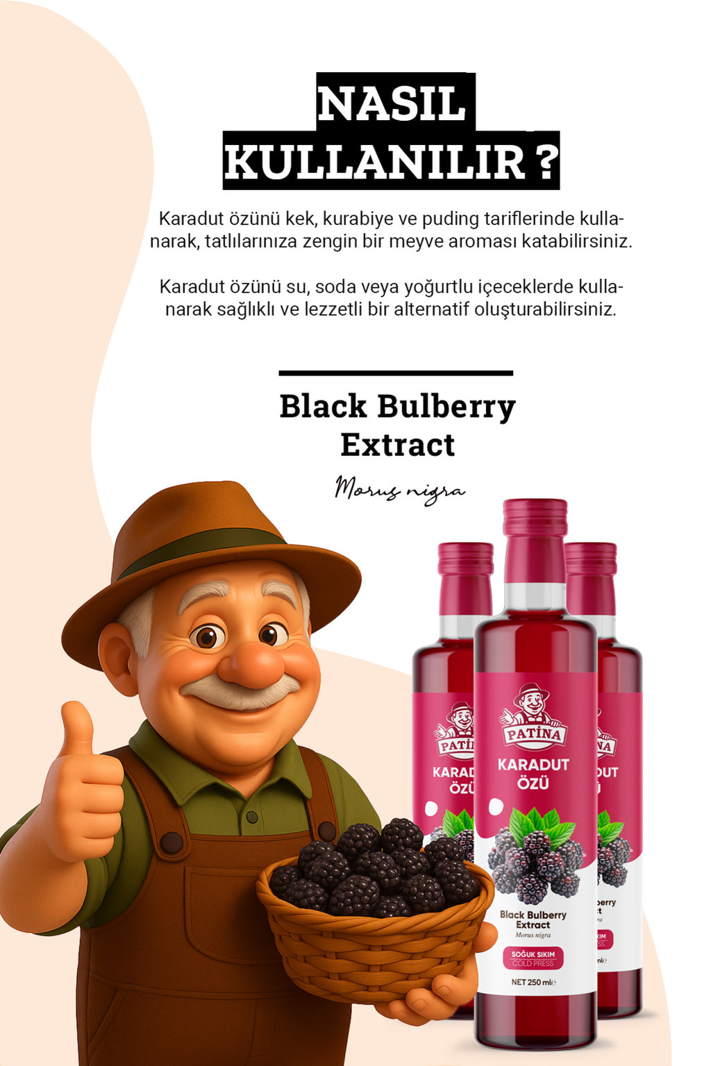 Doğal Karadut Özü 250 ml Katkısız Şekersiz Yoğun Konsantre