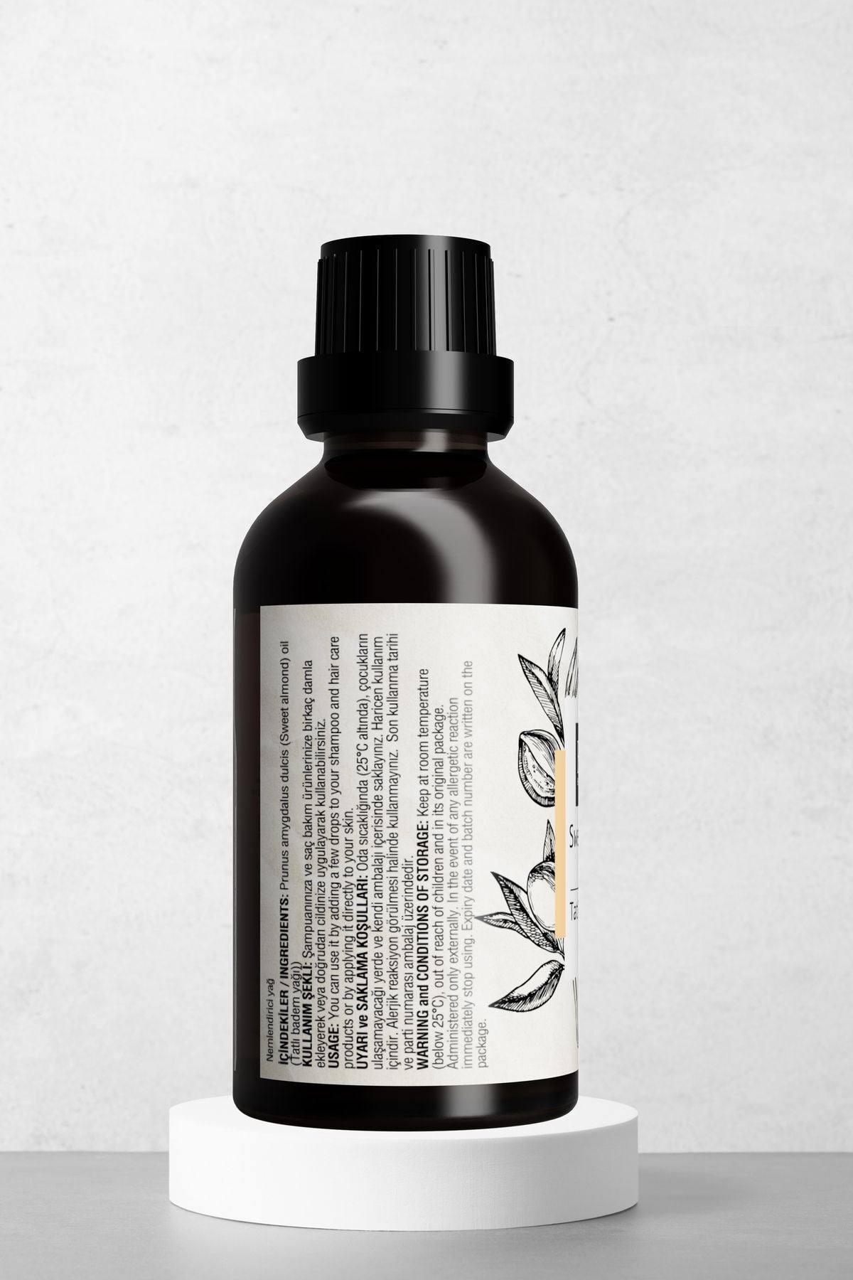 Doğal Tatlı Badem Yağı - Hızlı Saç Uzatıcı, Kaş Ve Kirpik Bakım Yağı 50 ml