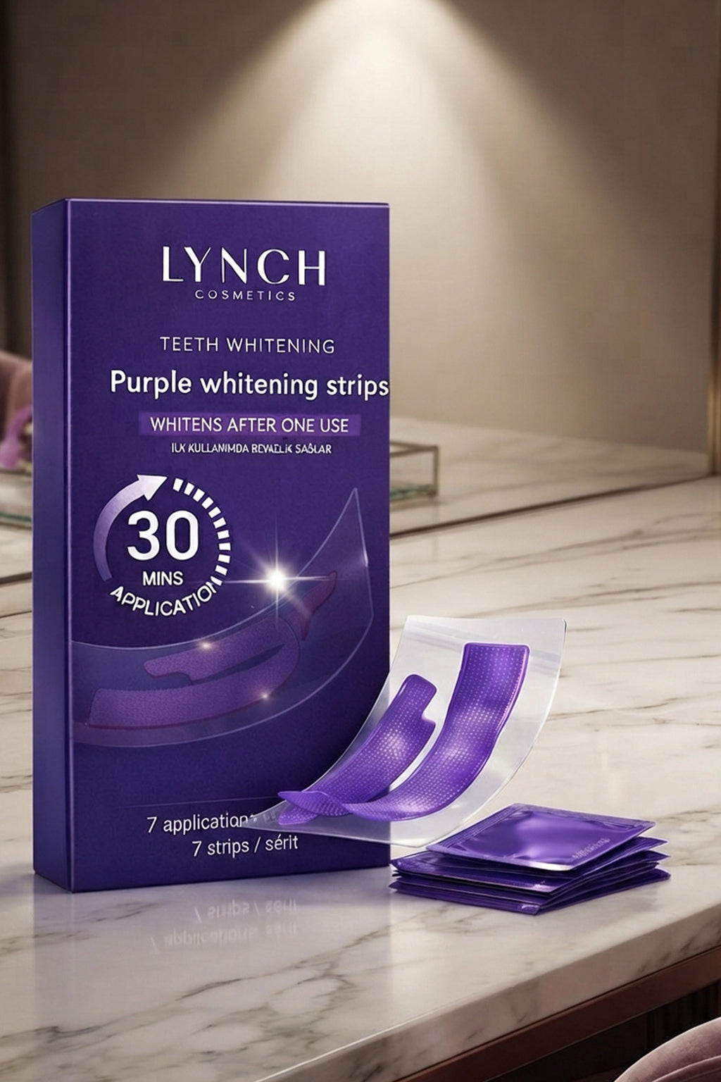 Mor Diş Beyazlatma Bantları - 7 Paket 14 Adet Bant