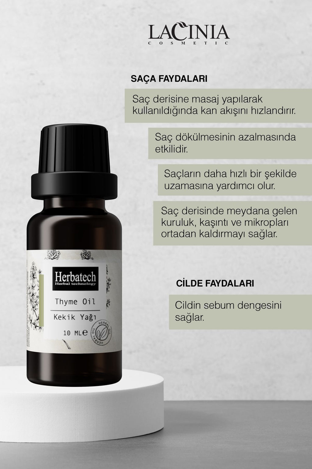 Doğal Kekik Yağı - Saç Derisi Bakımına ve Saçın Canlı Görünümüne Yardımcı Saç Bakım Yağı 10 ml