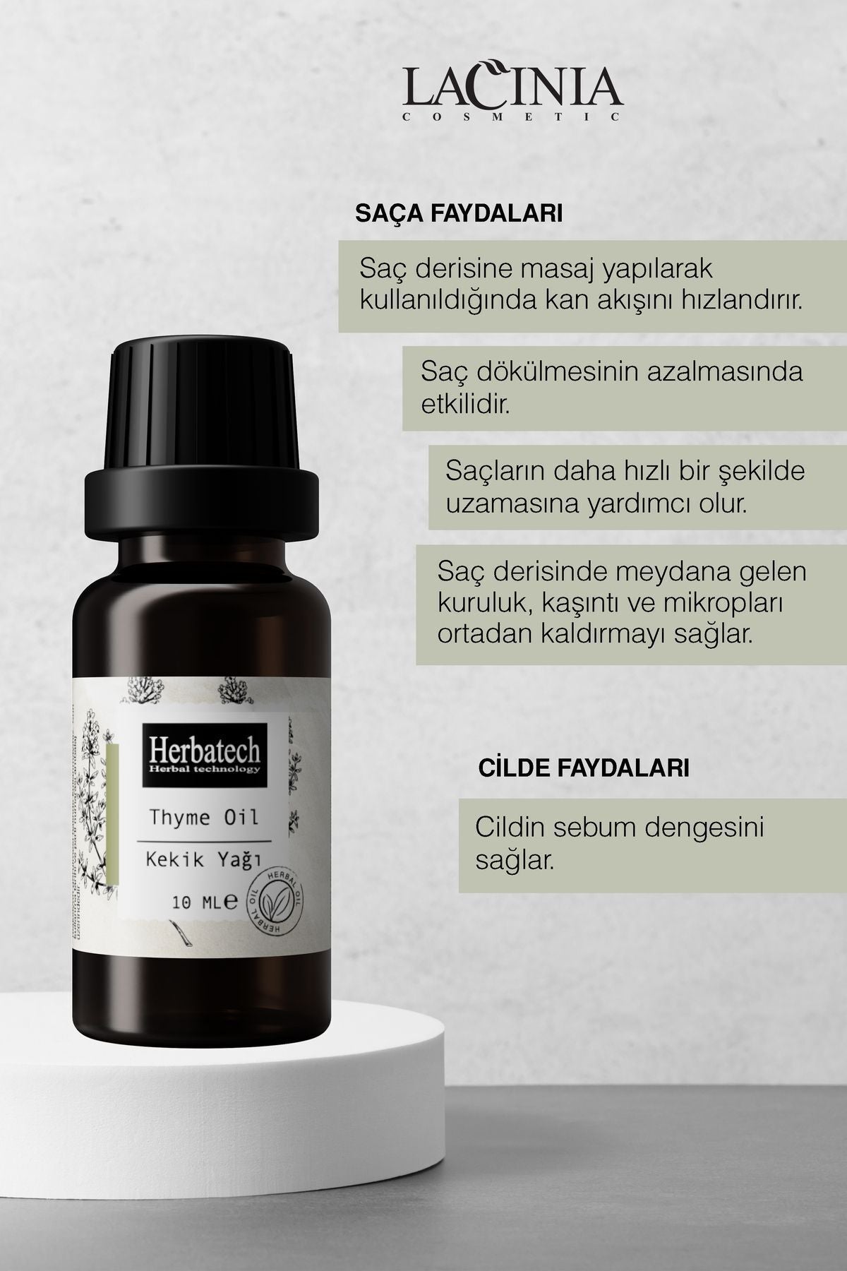 Doğal Kekik Yağı - Saç Derisi Bakımına ve Saçın Canlı Görünümüne Yardımcı Saç Bakım Yağı 10 ml