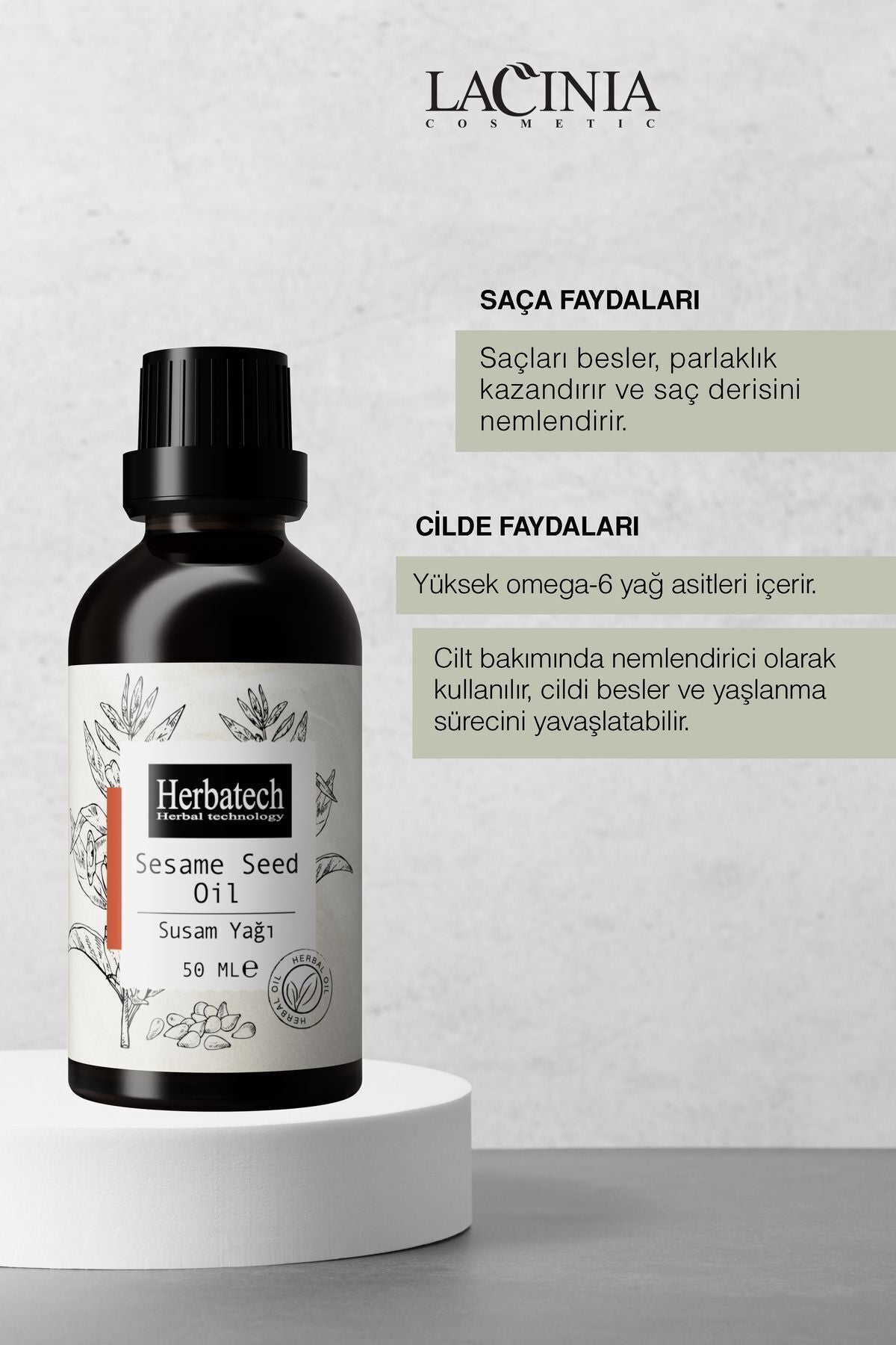 Doğal Susam Yağı - Besleyici Saç, Kaş Ve Nemlendirici Cilt Bakım Yağı 50 ml