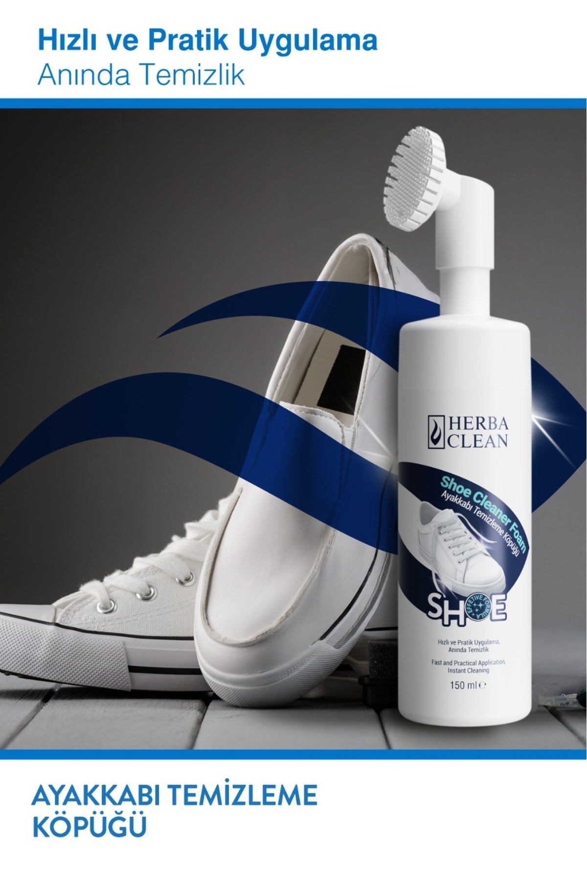 Fırçalı Ayakkabı Temizleme Köpüğü - Beyaz ve Spor Ayakkabı Temizleyici - 150 ML