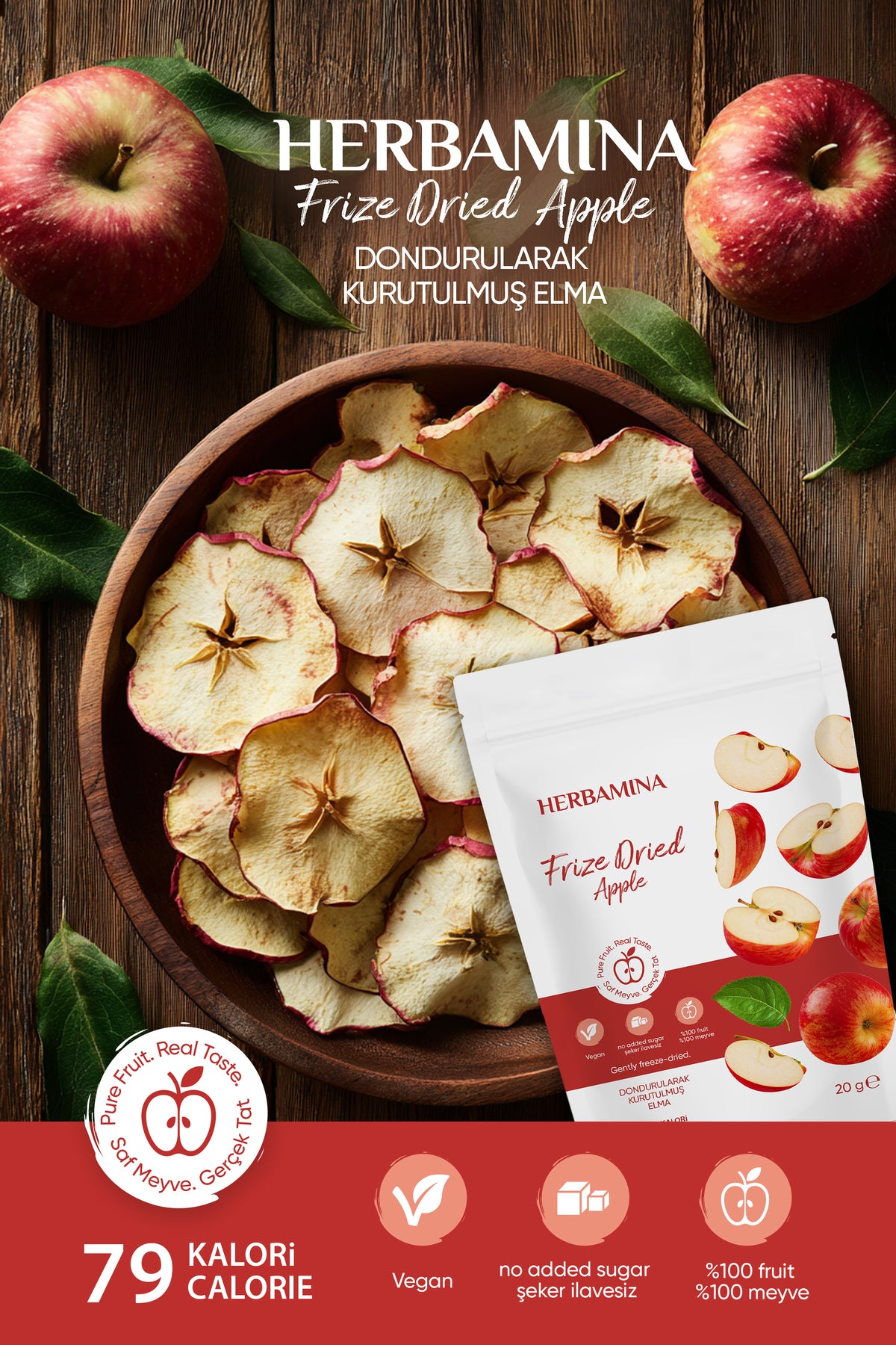 Dondurularak Kurutulmuş Elma - 20 gr