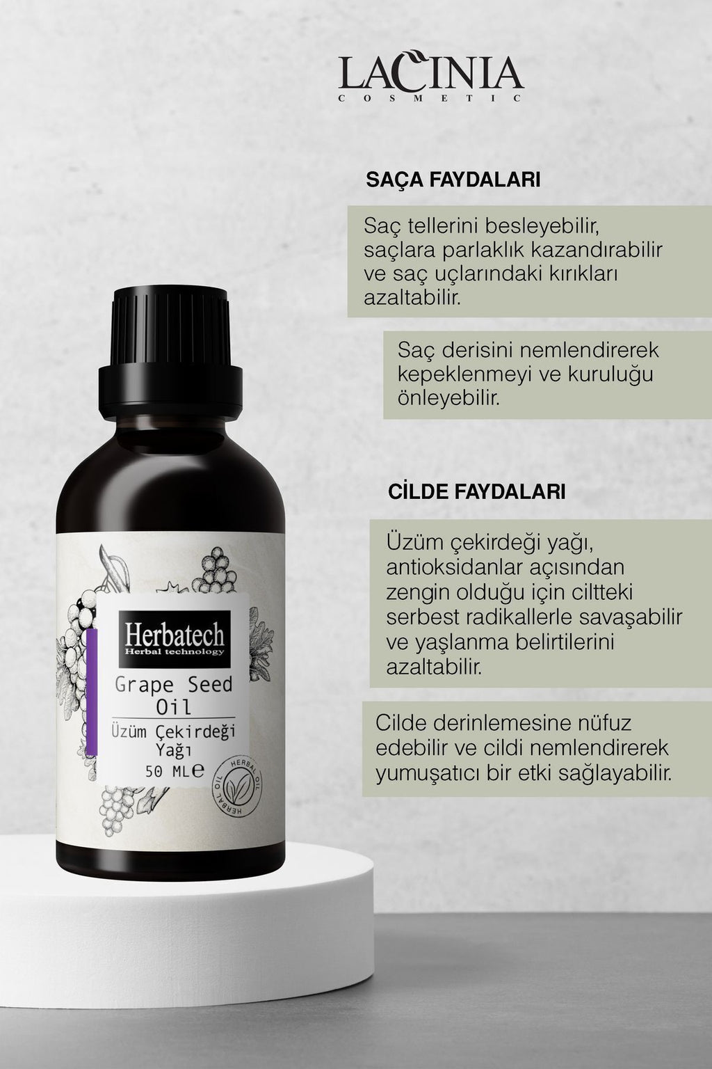 Doğal Üzüm Çekirdeği Yağı - Sıkılaştırıcı Göz Çevresi Ve Cilt Bakım Yağı 50 ml
