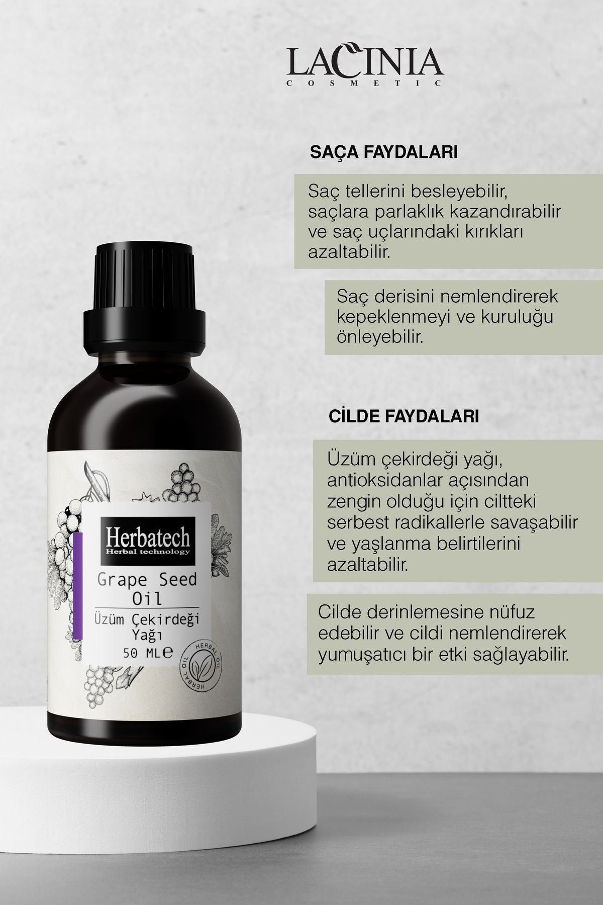 Doğal Üzüm Çekirdeği Yağı - Sıkılaştırıcı Göz Çevresi Ve Cilt Bakım Yağı 50 ml