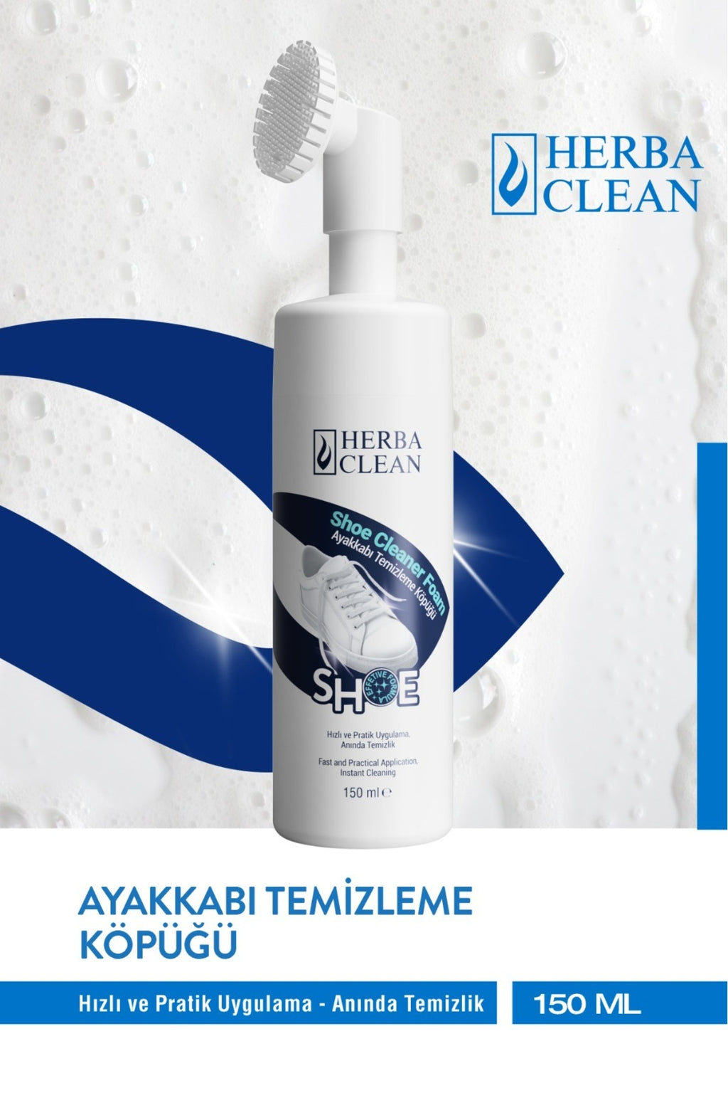 Fırçalı Ayakkabı Temizleme Köpüğü - Beyaz ve Spor Ayakkabı Temizleyici - 150 ML