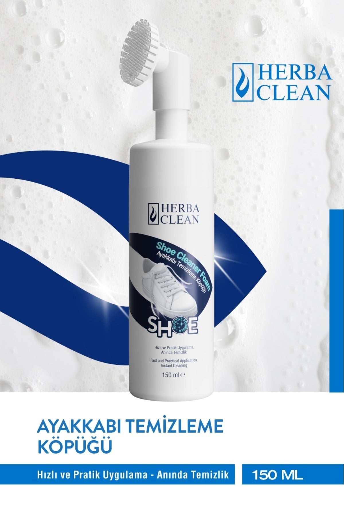 Fırçalı Ayakkabı Temizleme Köpüğü - Beyaz ve Spor Ayakkabı Temizleyici - 150 ML