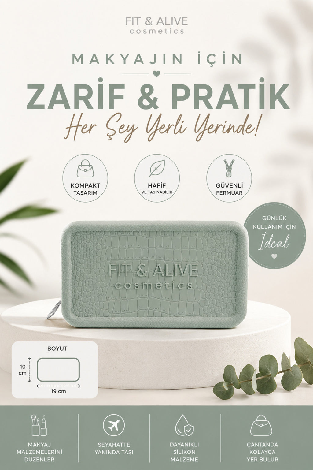 Kokulu Silikon Makyaj Çantası - Mint Yeşili
