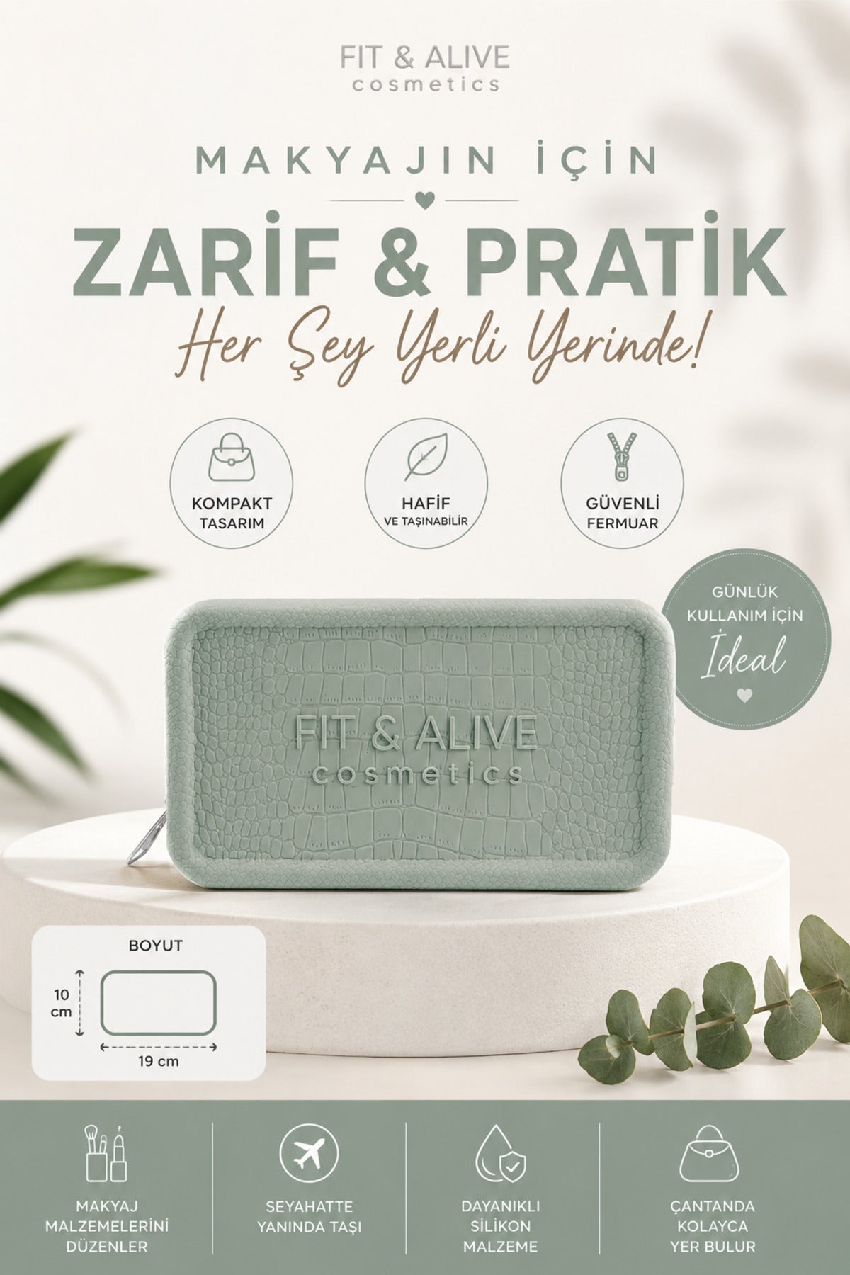 Kokulu Silikon Makyaj Çantası - Mint Yeşili