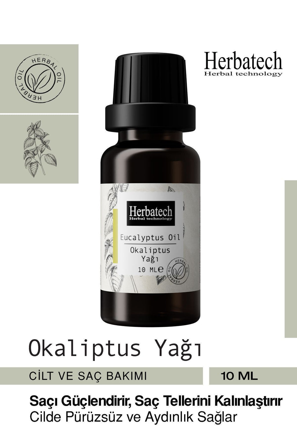 Doğal Okaliptüs Yağı - , Ferahlatıcı Ve Saç Derisi Arındırıcı Uçucu Yağ 10 ml