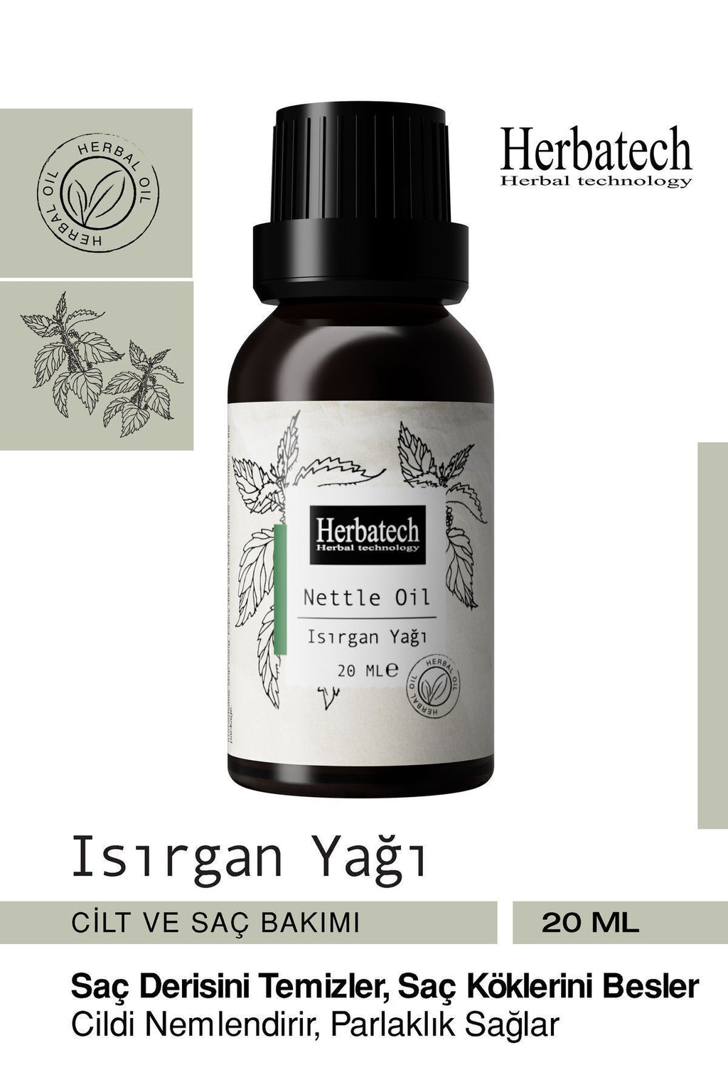 Doğal Isırgan Otu Yağı 20 ml - Saç Dökülmesine Karşı Doğal Bakım Ve Saç Derisi Güçlendirici