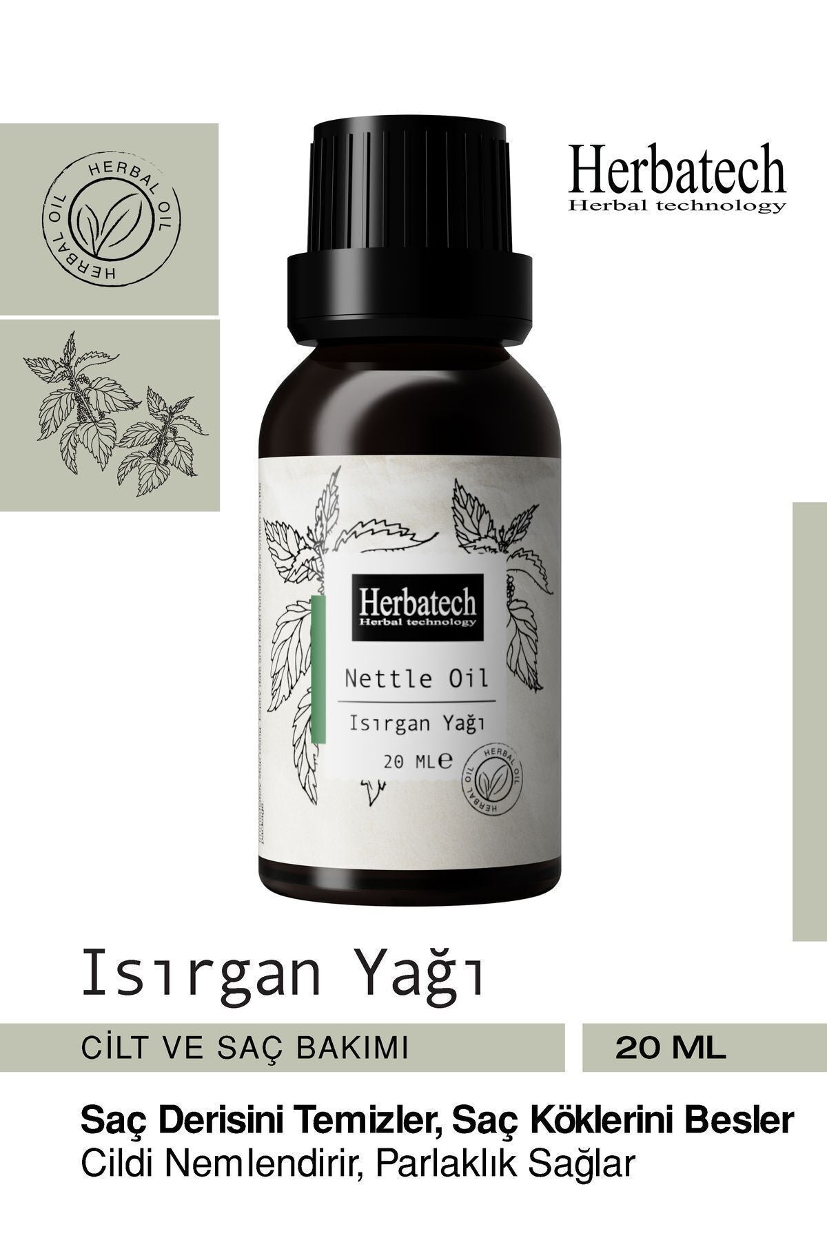 Doğal Isırgan Otu Yağı 20 ml - Saç Dökülmesine Karşı Doğal Bakım Ve Saç Derisi Güçlendirici