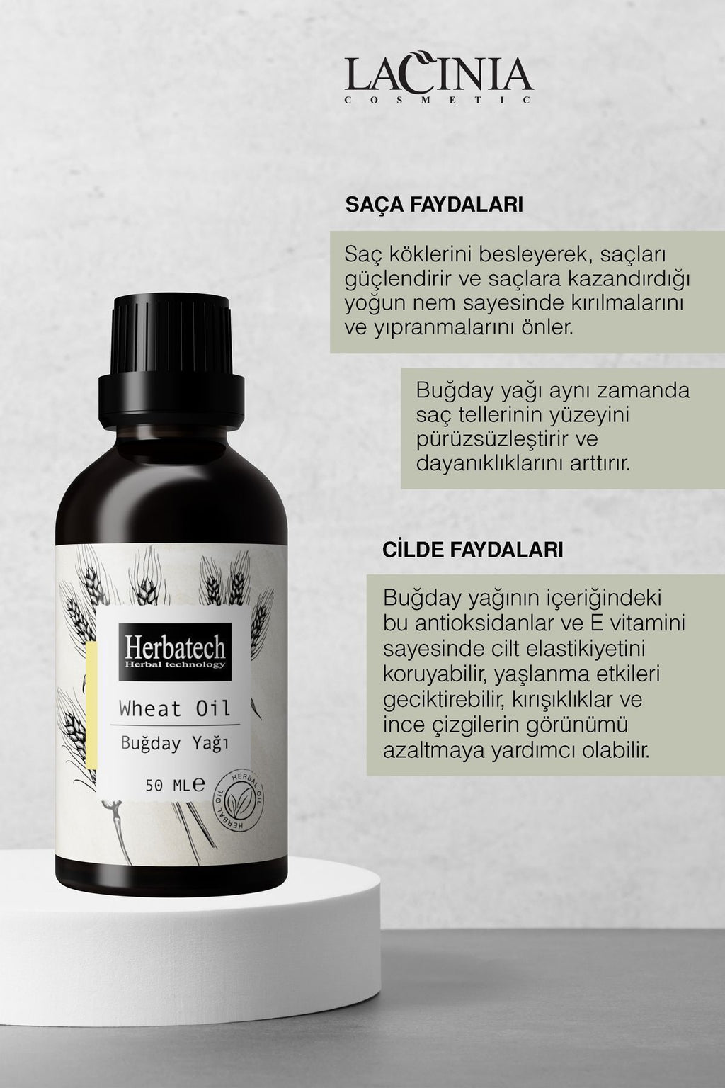Doğal Buğday Yağı - Leke Karşıtı Cilt Ve Onarıcı Saç Bakım Yağı 50 ml