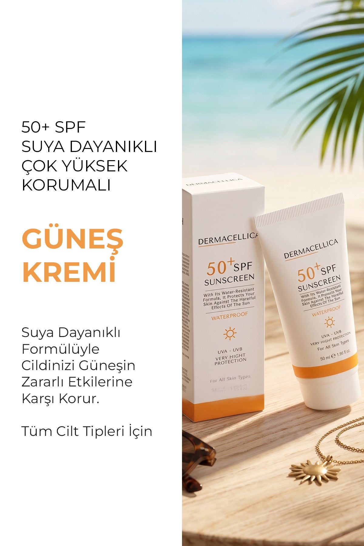 50+ Spf Suya Dayanıklı Çok Yüksek Korumalı Güneş Kremi 50 ml