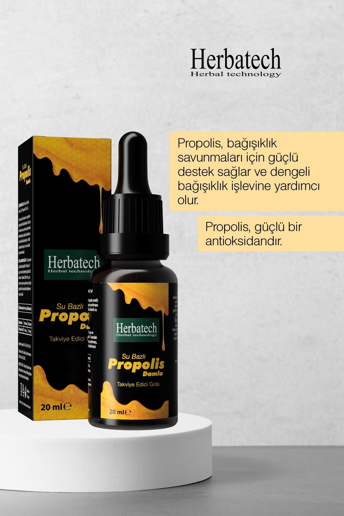 Saf Propolis Damla 20 ml - , Doğal Antioksidan Ve Boğaz Rahatlatıcı