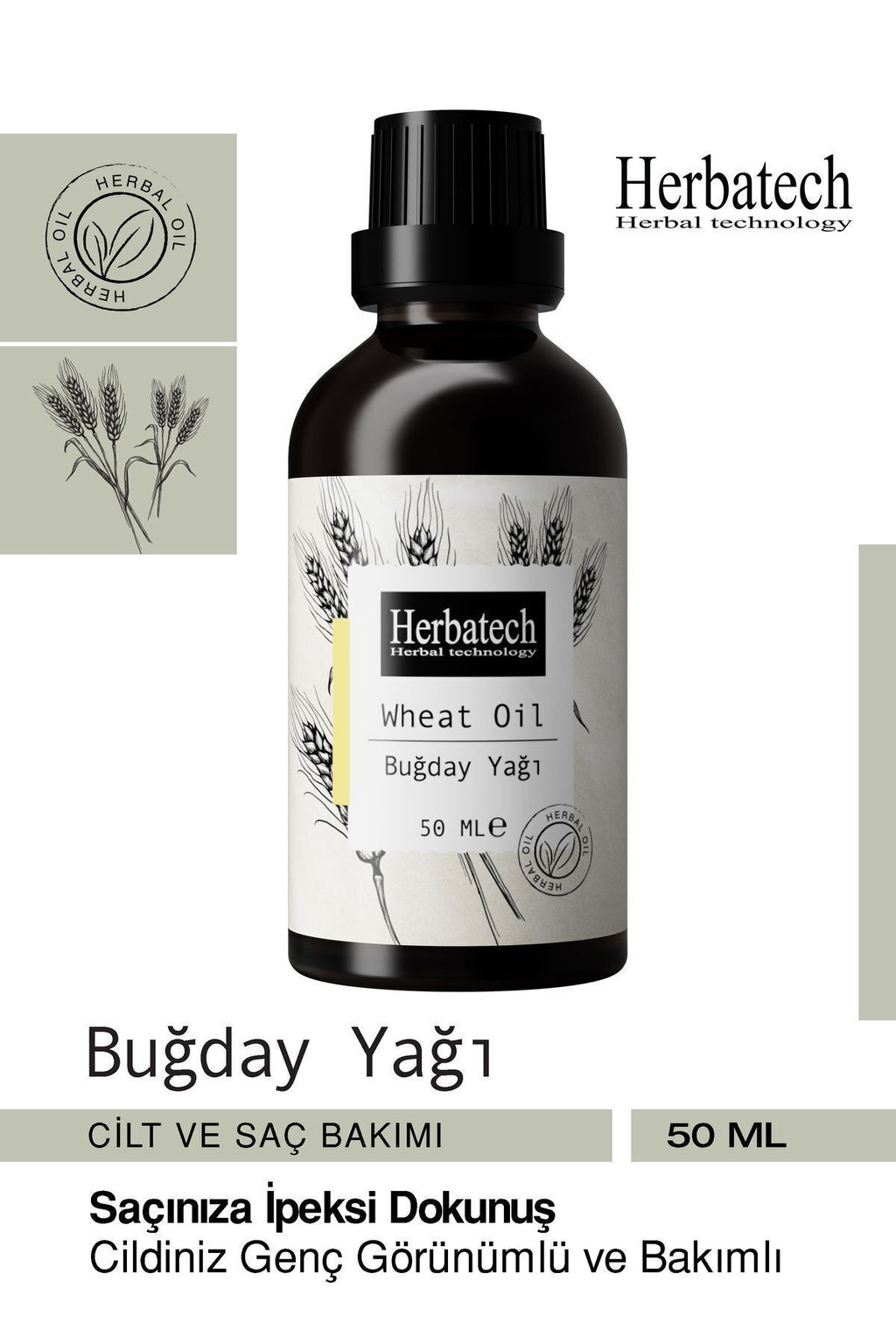 Doğal Buğday Yağı - Leke Karşıtı Cilt Ve Onarıcı Saç Bakım Yağı 50 ml