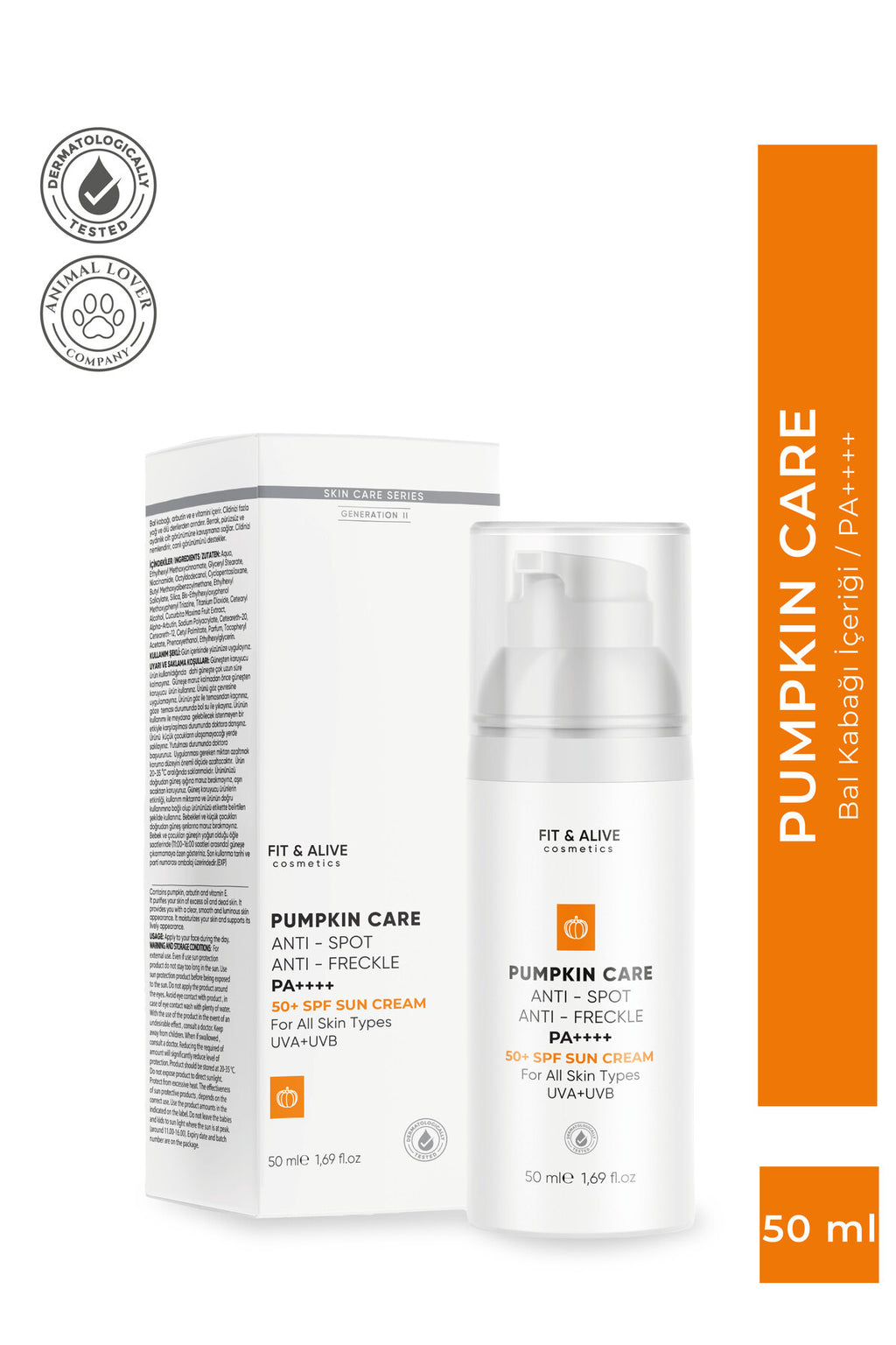 Fitalive Lekeli Ciltlere Özel Aydınlatıcı Pumpkin Güneş Kremi Spf 50 (ANTİ SPOT & ANTİ FRECKLES)