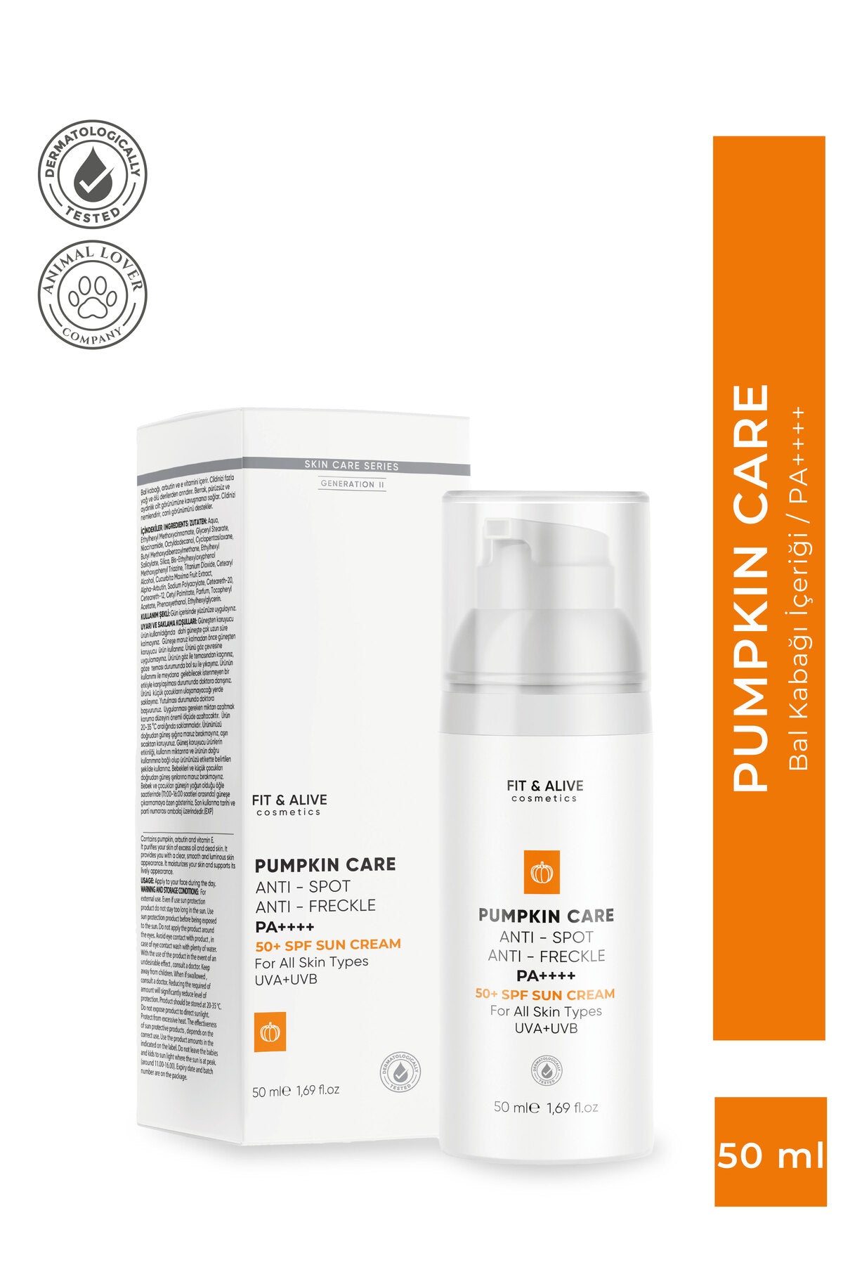 Fitalive Lekeli Ciltlere Özel Aydınlatıcı Pumpkin Güneş Kremi Spf 50 (ANTİ SPOT & ANTİ FRECKLES)