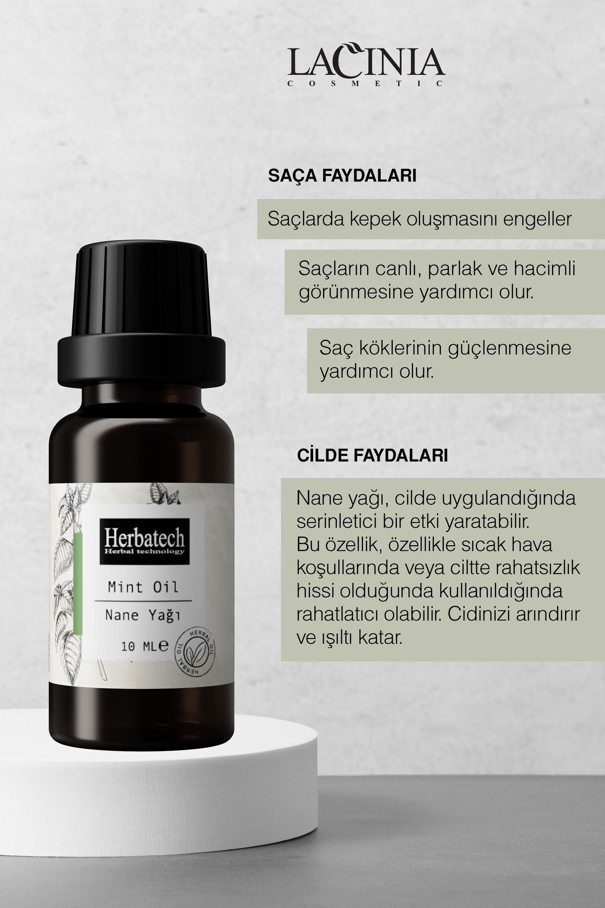 Doğal Nane Yağı - Saç Derisi Canlandırıcı, Ferahlatıcı Aromaterapik Bakım Yağı 10 ml