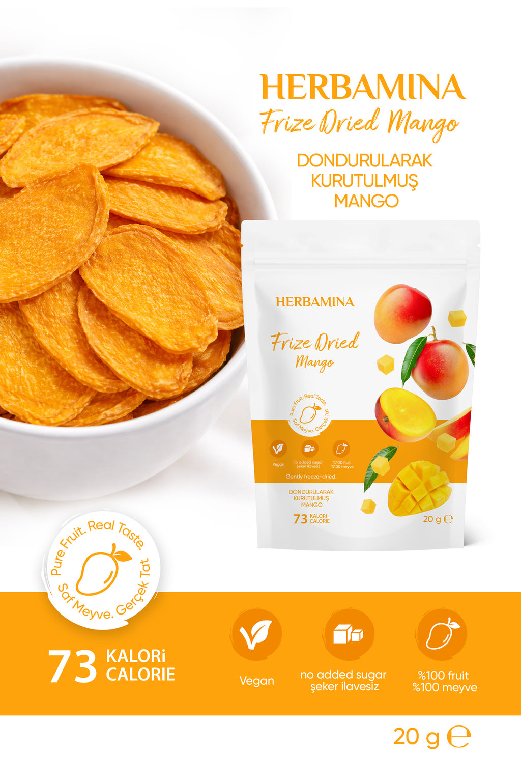 Dondurularak Kurutulmuş Mango - 20 gr