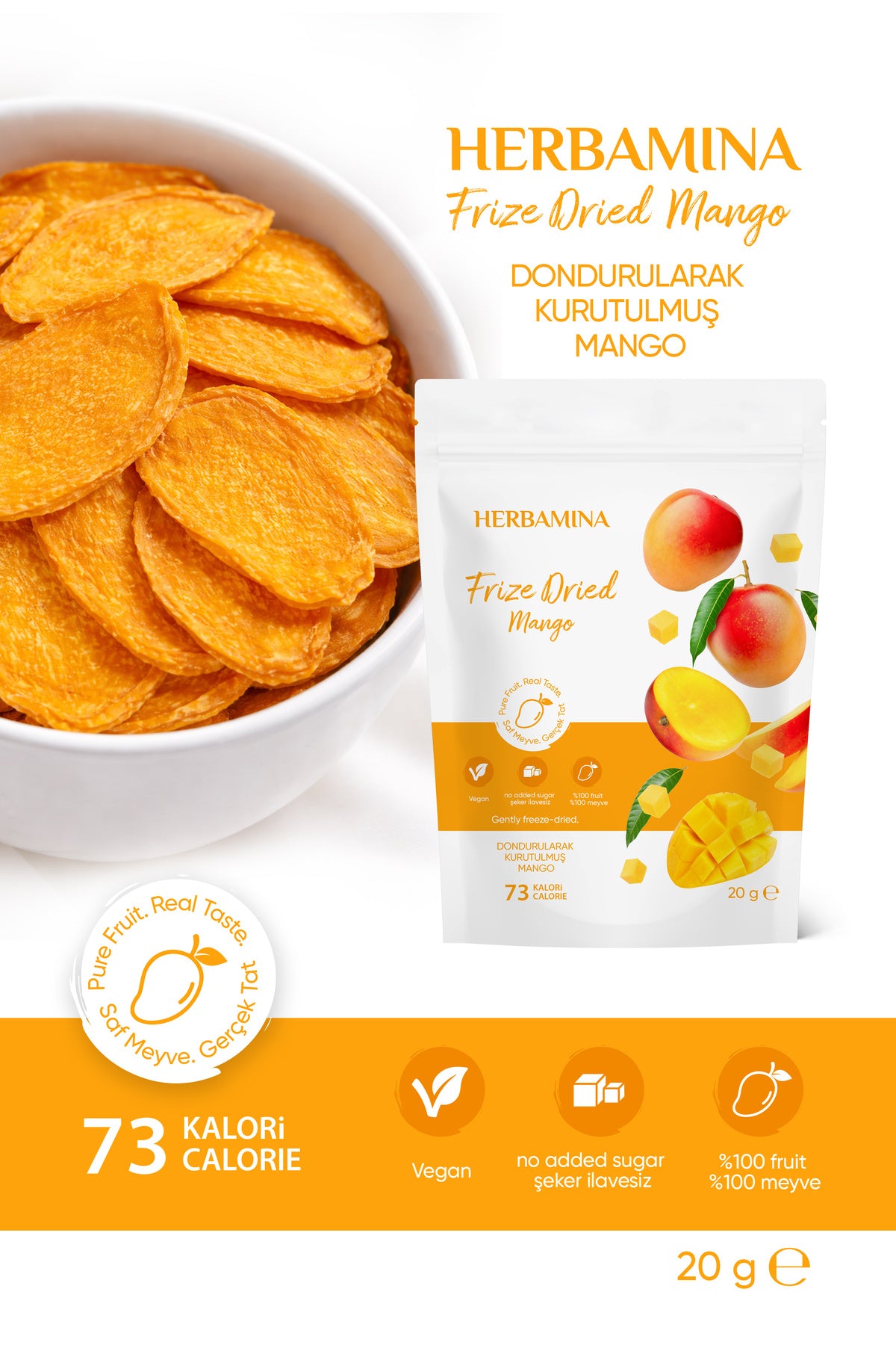 Dondurularak Kurutulmuş Mango - 20 gr