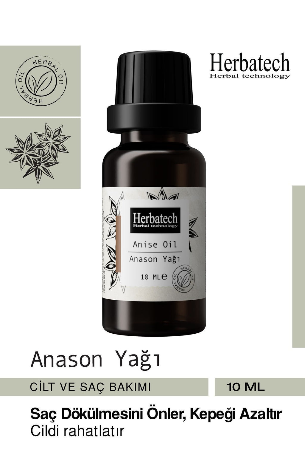 Doğal Anason Yağı - Saç Kökü Besleyici, Dökülme Karşıtı Ve Sakinleştirici Uçucu Yağ 10 ml
